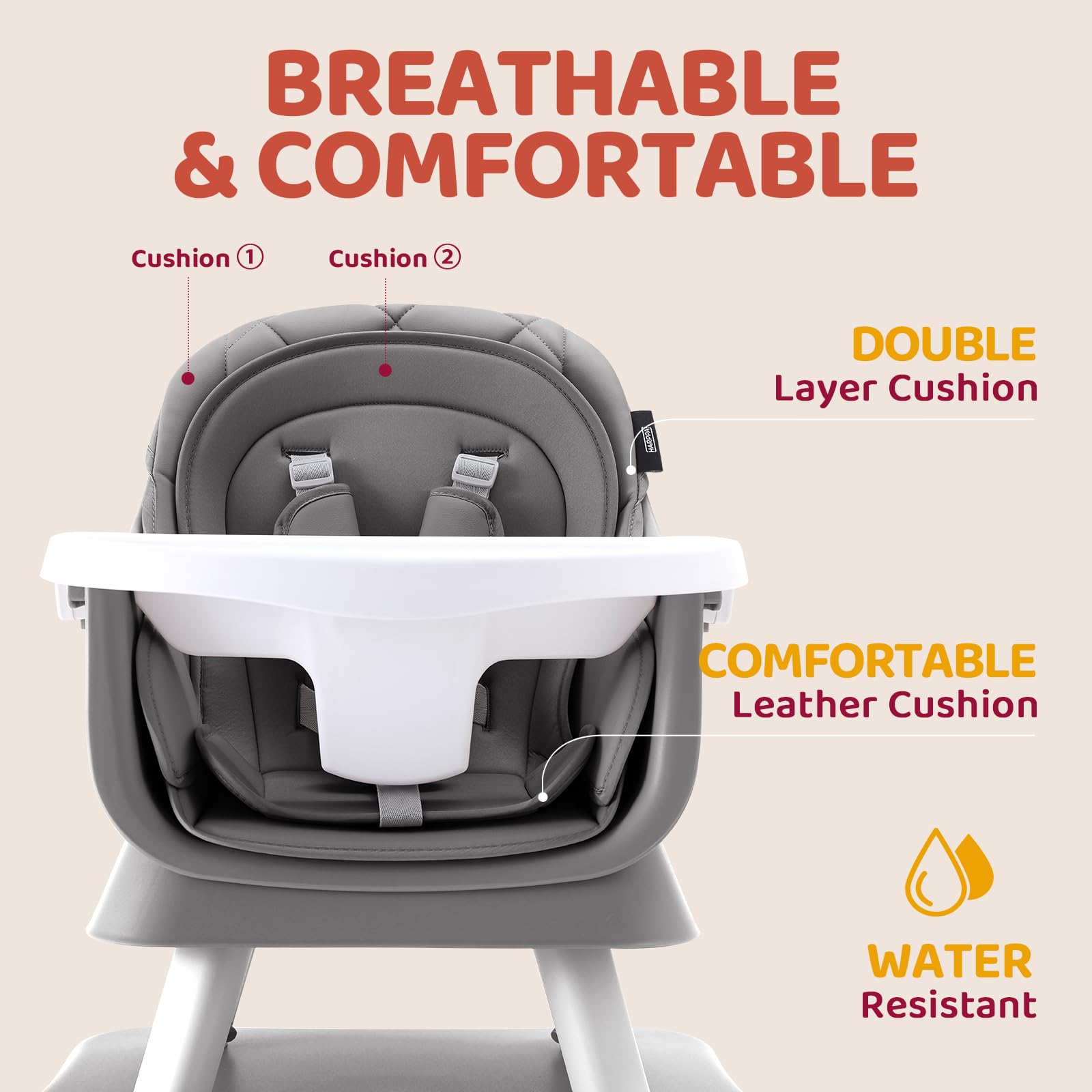 6 in 1 Baby High Chair, Convertible Infant Feeding Chair for Babies & Toddlers Table