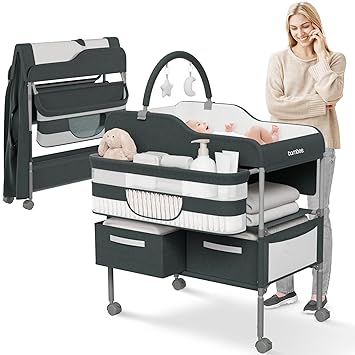 Portable Baby Changing Table with Wheels - Modern Dresser