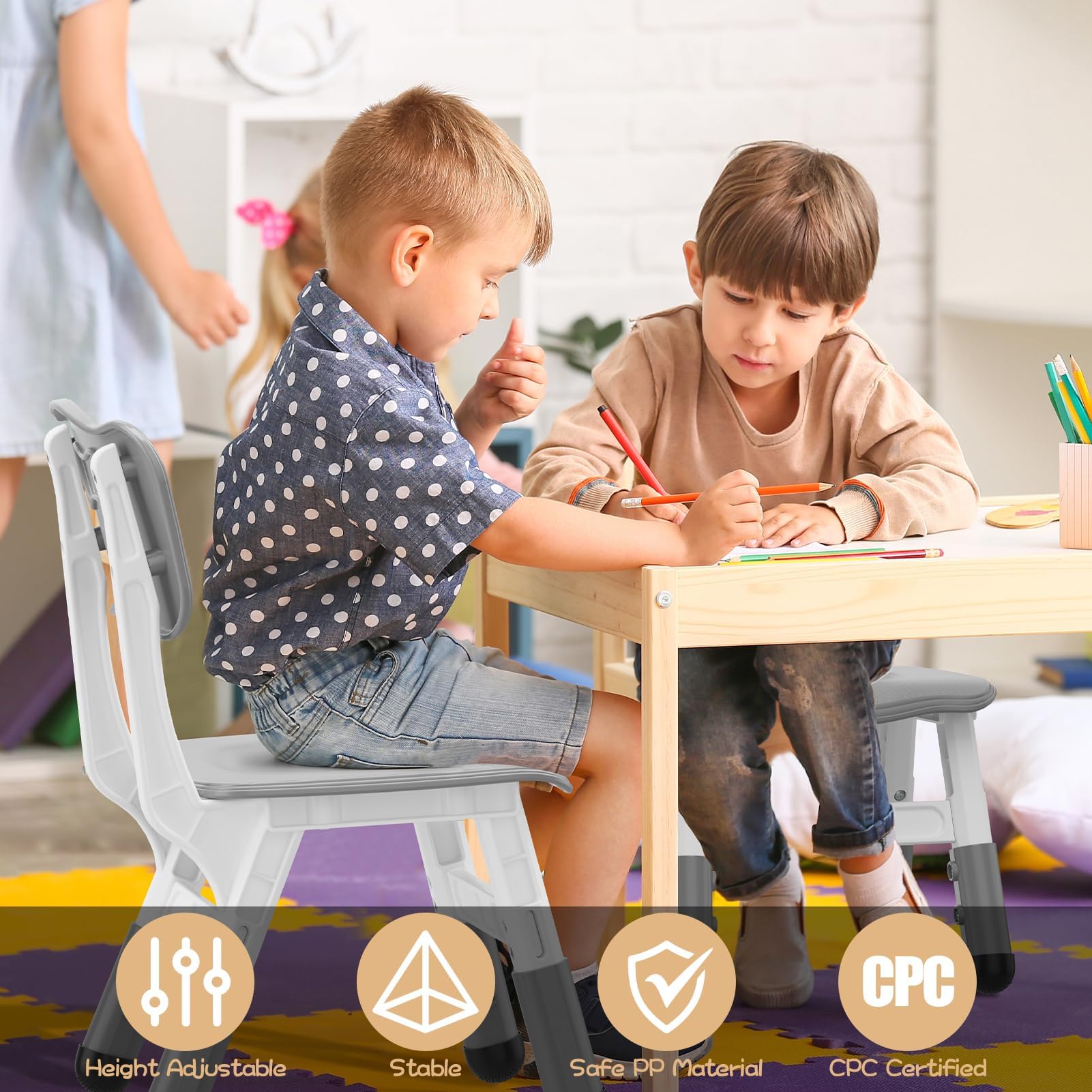 Height Adjustable Kids Chair Set of 2