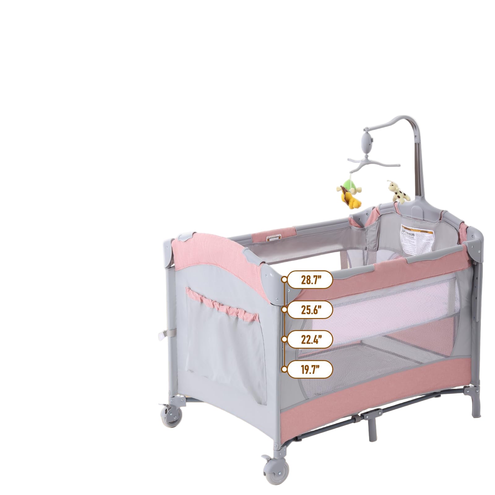 Baby Crib, Bassinet Beside Sleeper, Pack and Play with Bassinet