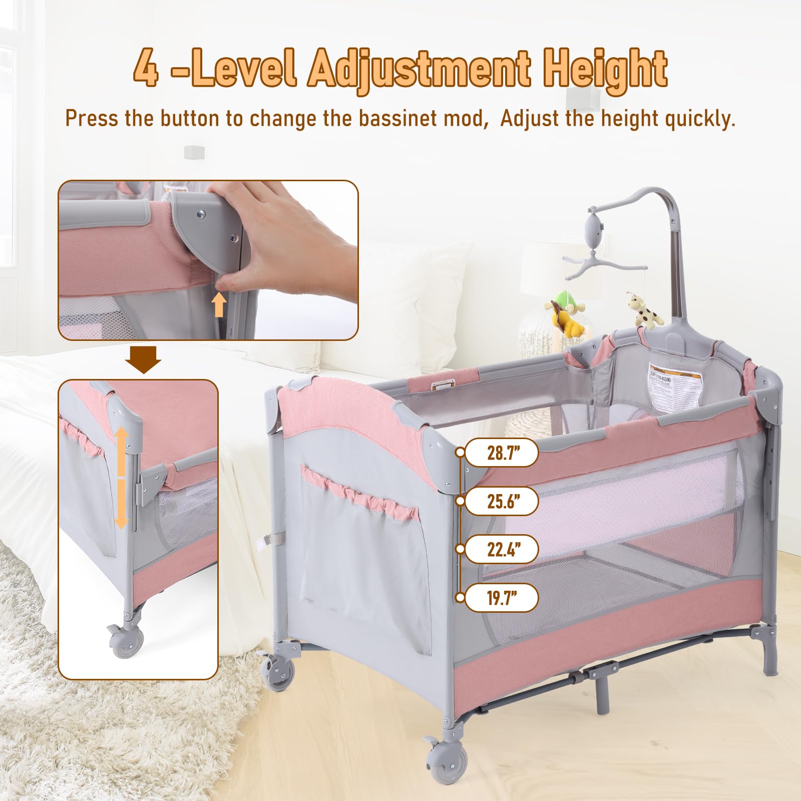5-in-1 Baby Bassinet with Changing Table and Playpen
