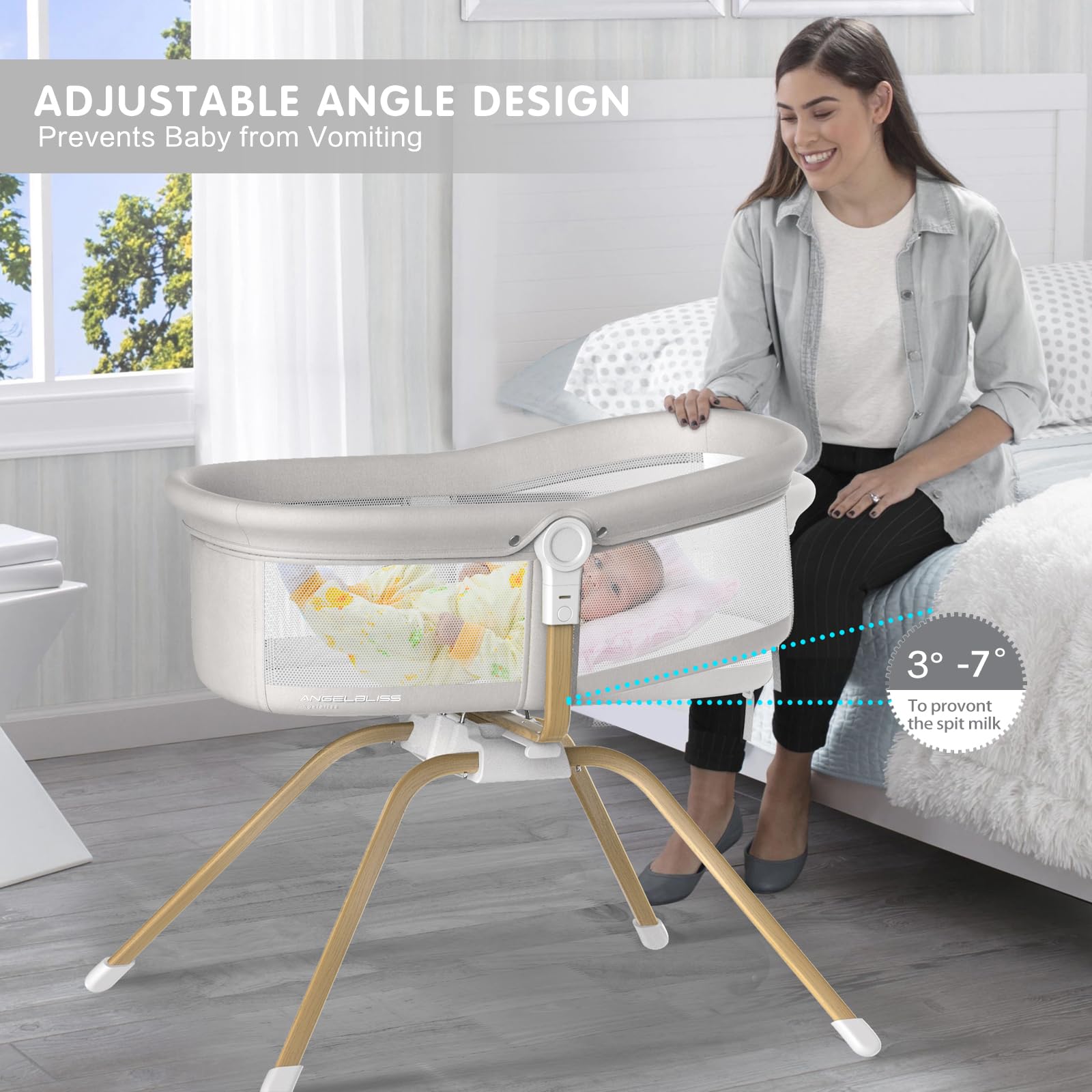 3-in-1 Rocking Baby Bassinet Bedside Sleeper