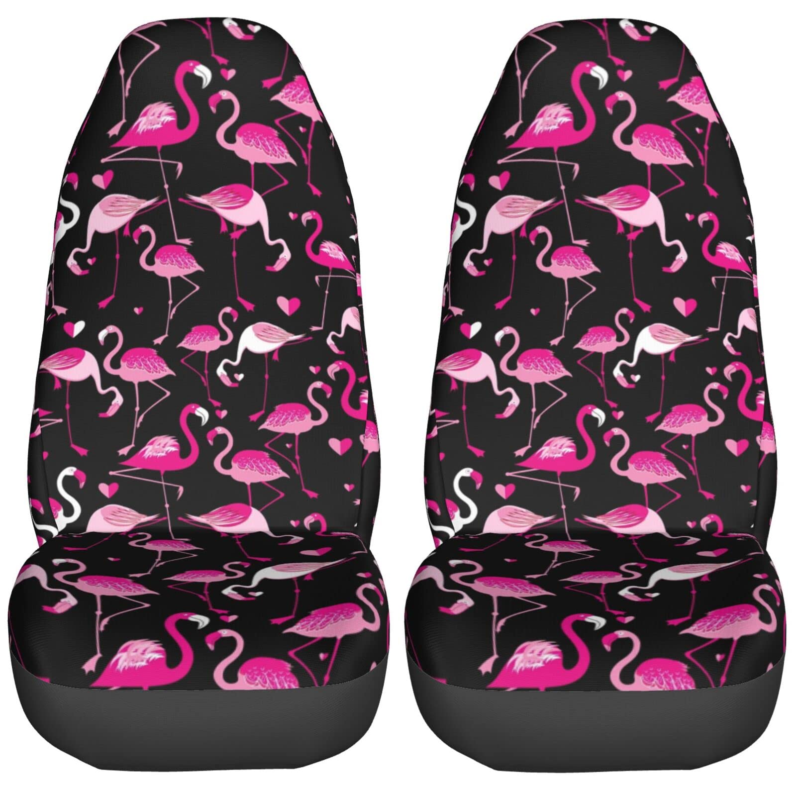 Pink Flamingo Animal Car Seat Covers for Women Girls, 2 Pcs Universal Fit Front Auto