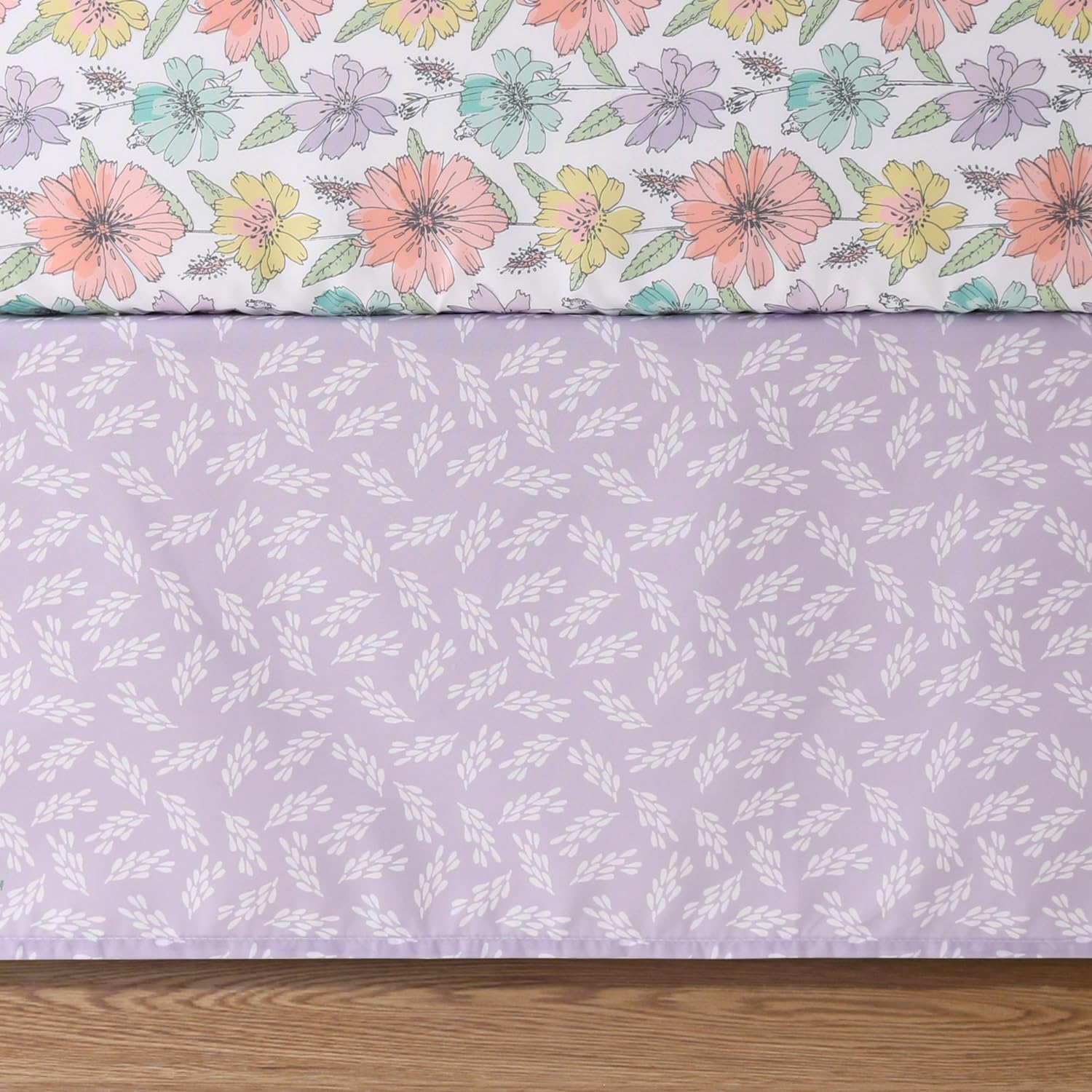 3 Piece Baby Crib Bedding Set - Lavender Vintage Floral