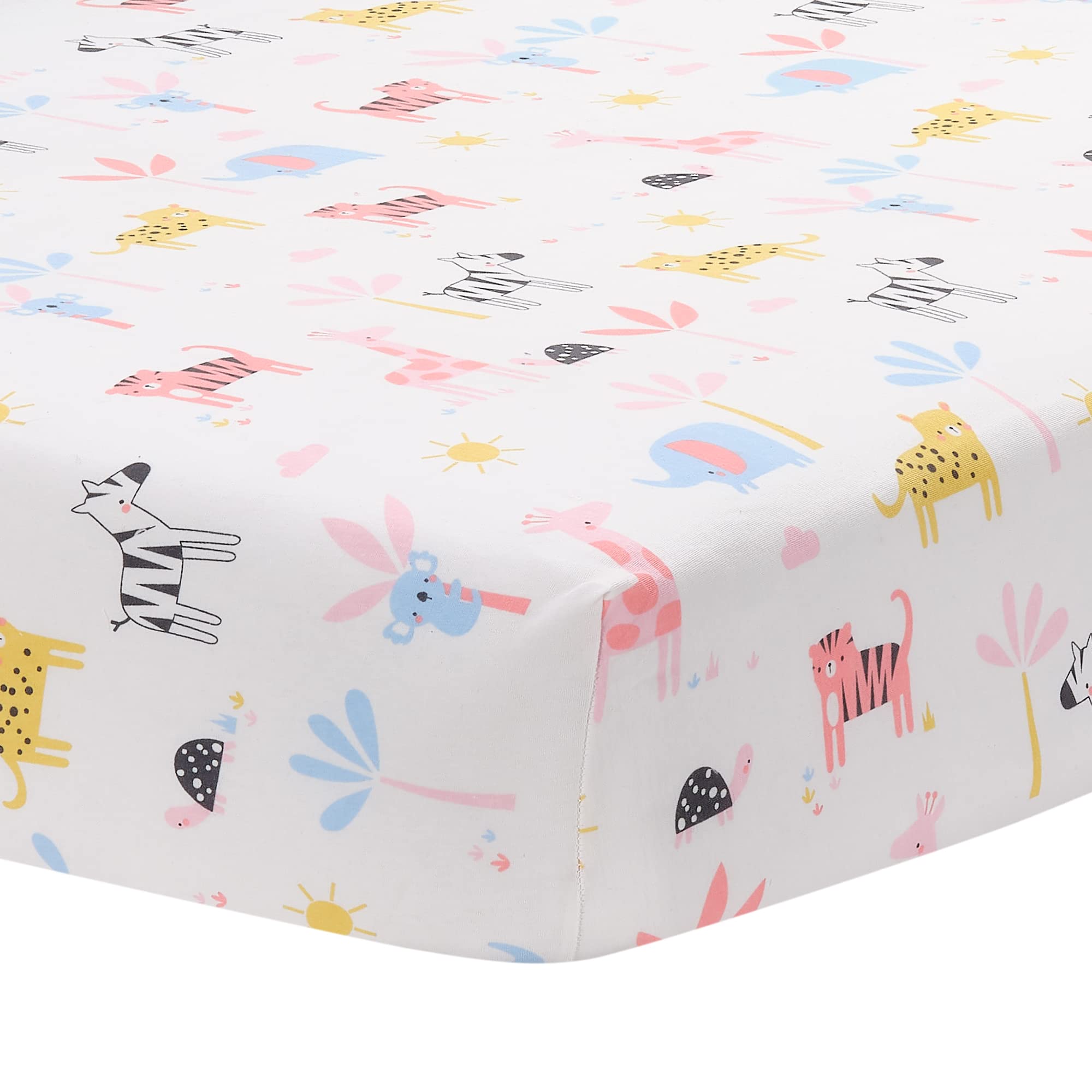 5-Piece Crib Bedding Set - Pastel Safari Animals