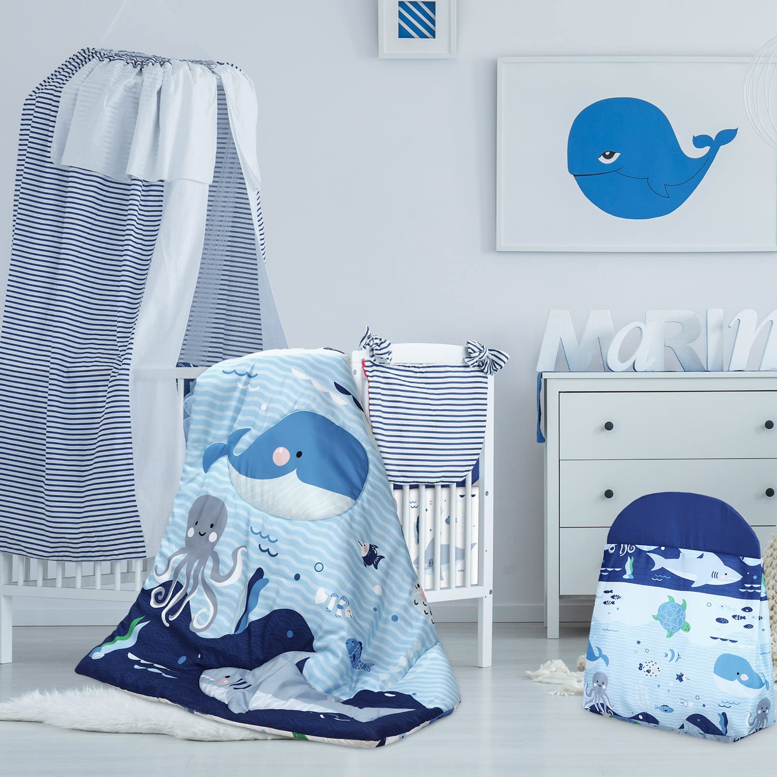 4 Pieces Baby Crib Bedding Set, Nursery Bedding Standard Size Soft Baby Bedding