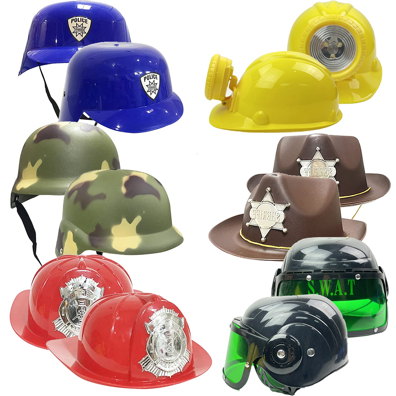 6 PACK - Dress Up Pretend Career Role Play Hard Hats & Helmets