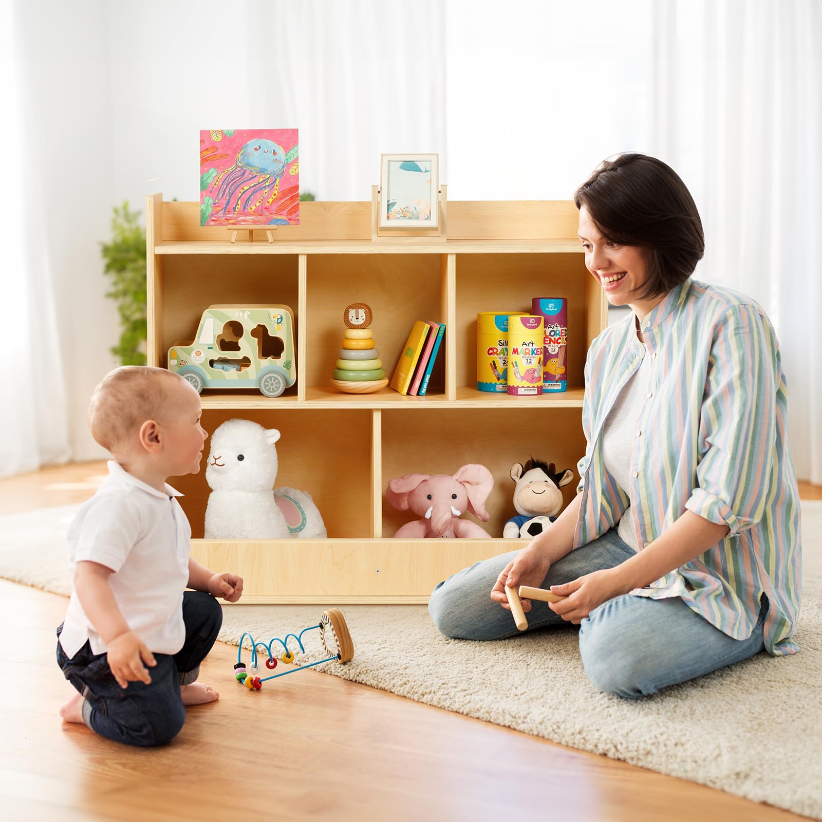 3-Tier Montessori Kids Bookshelf and Toy Storage