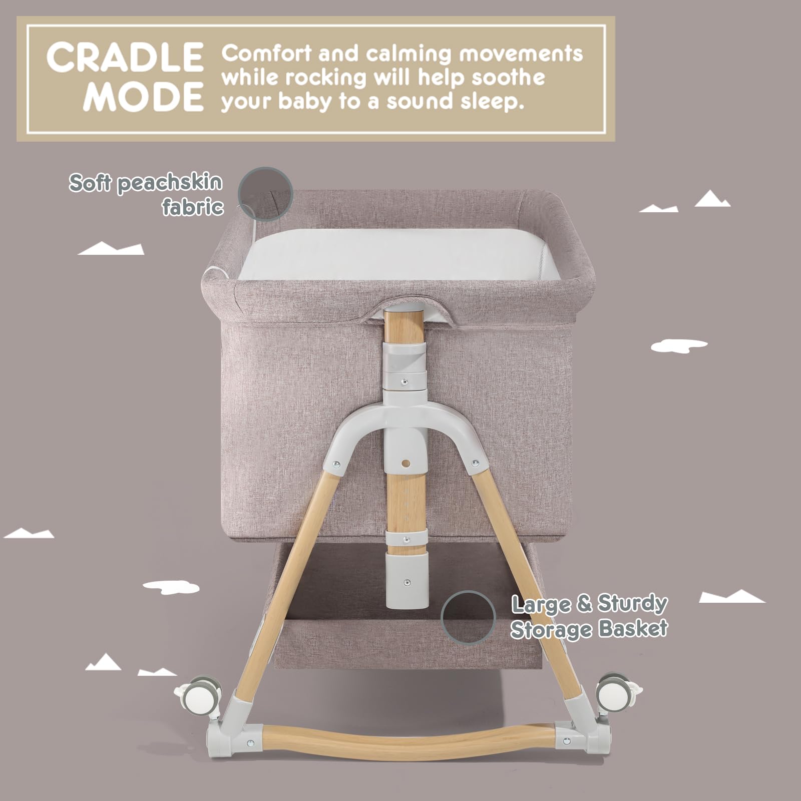 3-in-1 Convertible Baby Bassinet with Wheels