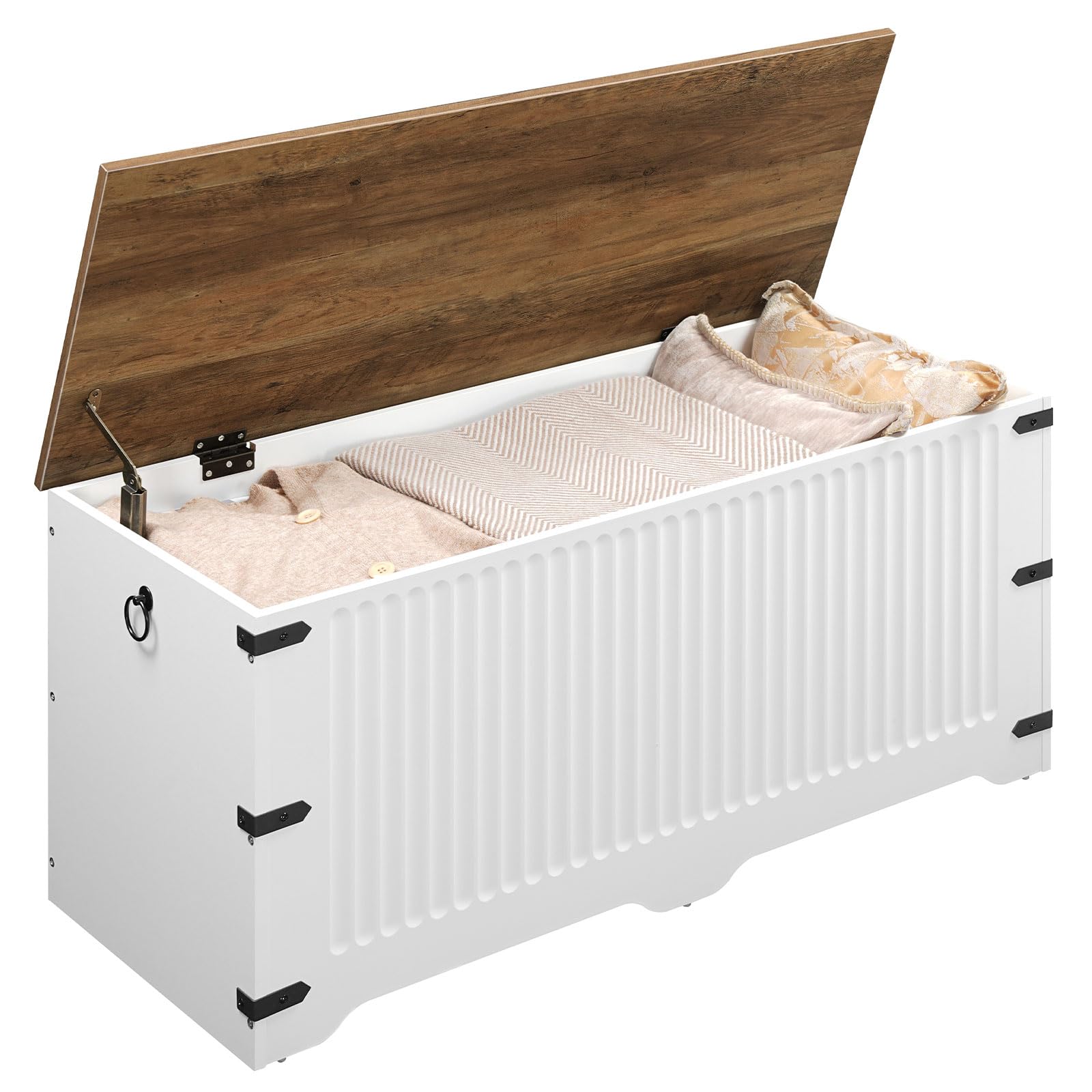 Storage Bench, Toy Box Organizer, Toy Chest with Safety Hinge