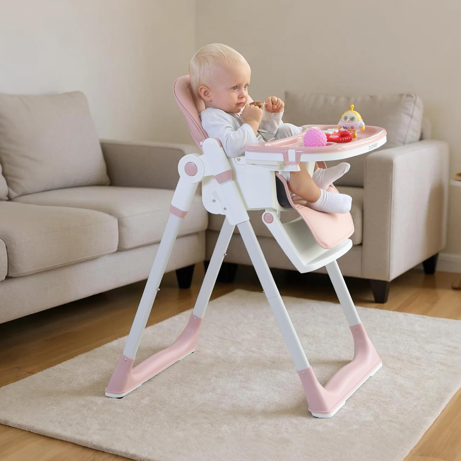 3-in-1 Convertible High Chair with Adjustable Height and Reclining Seat