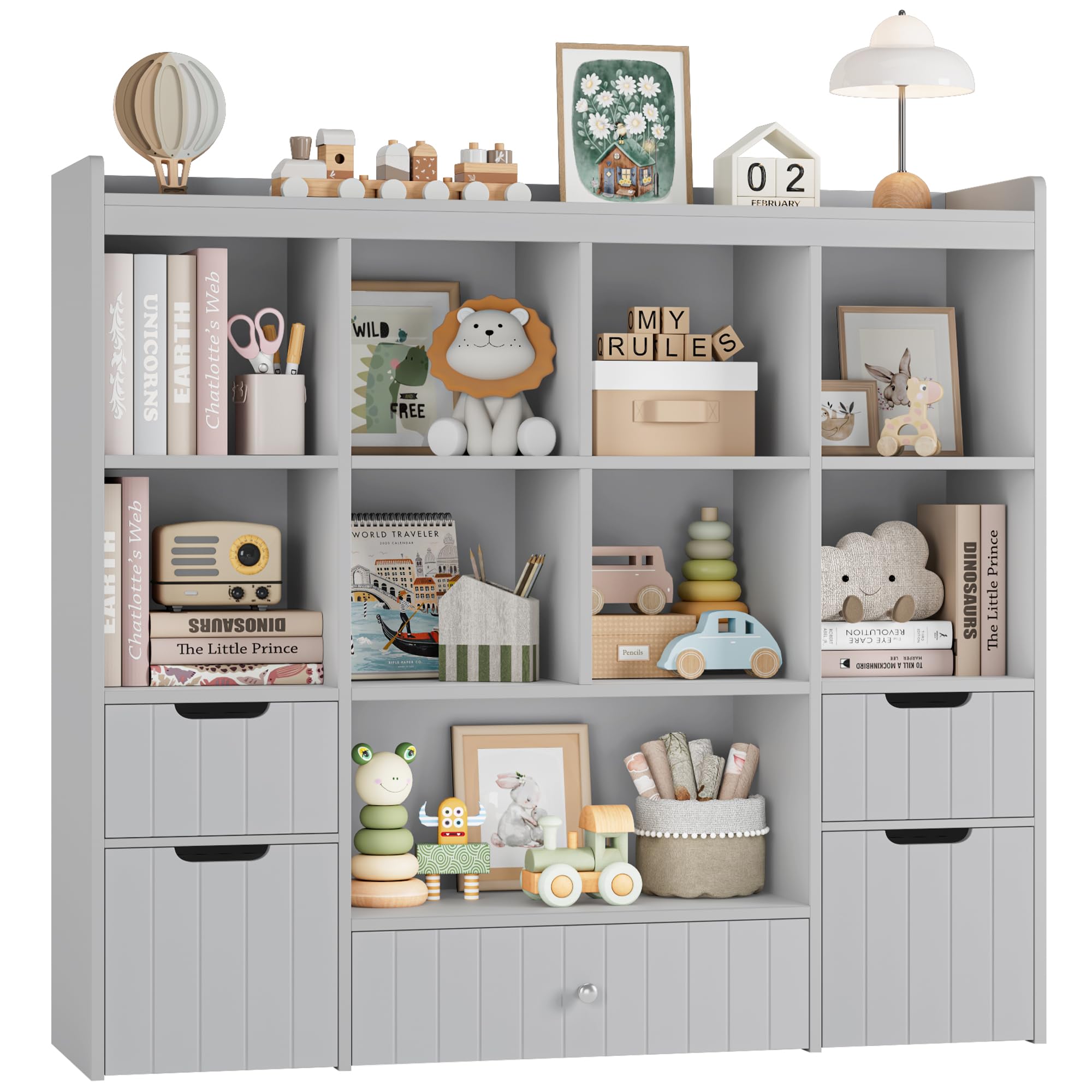Kids Toy Storage Organizer with Drawers and Bins - 48" Wide Bookshelf