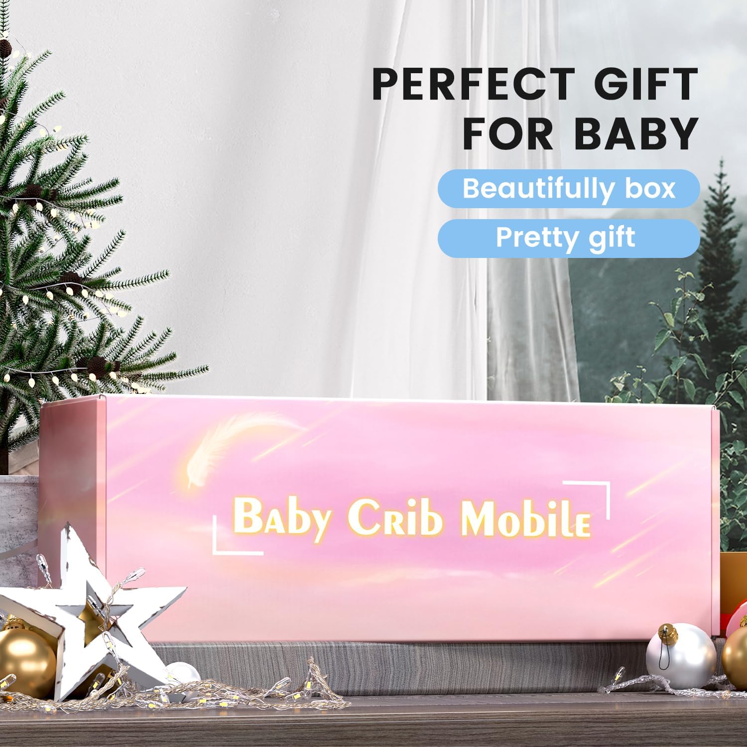 Baby Crib Mobile with Music Box and Rotating Toys