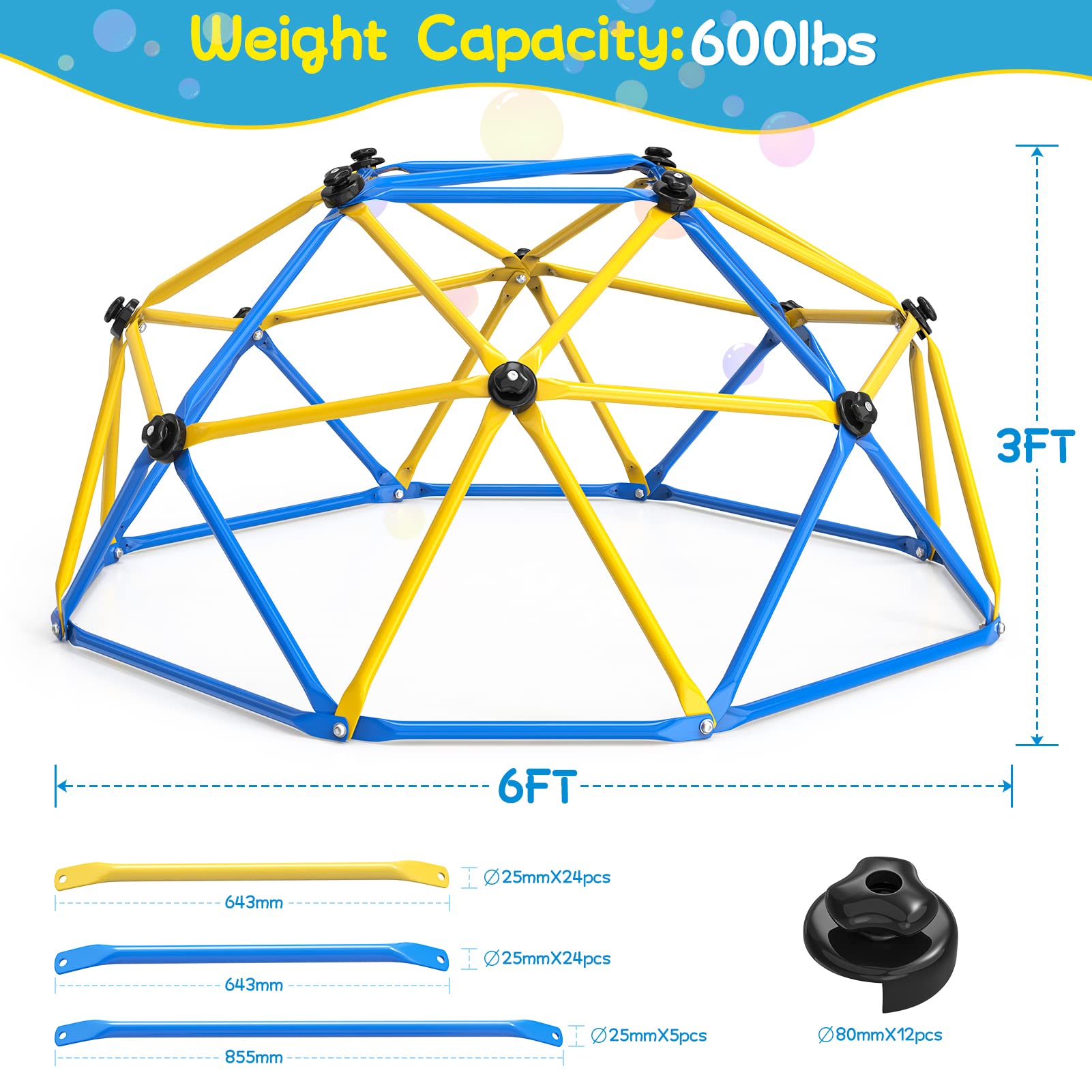 6FT Geometric Dome Climber with Safety Grips