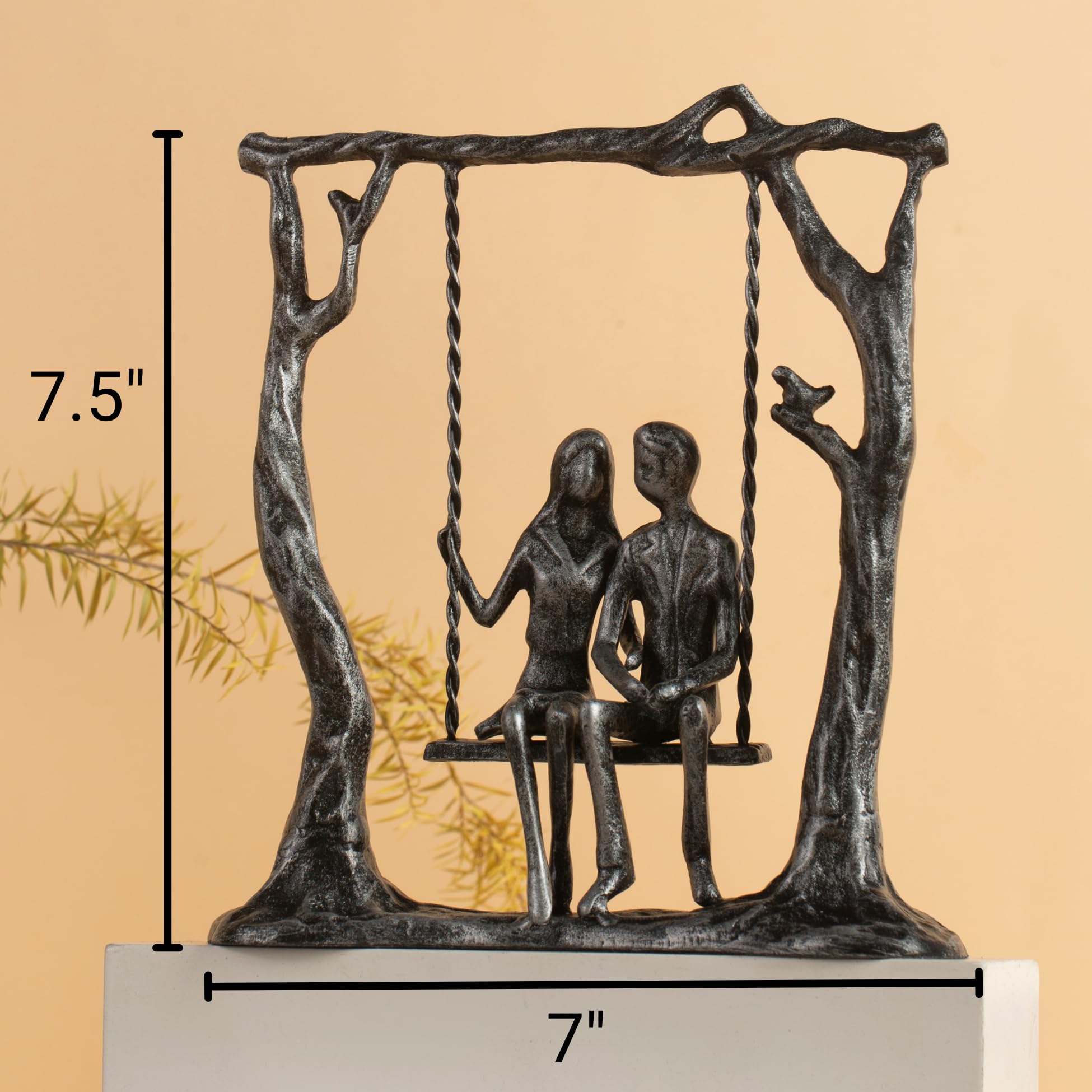 Romantic Couple Iron Sculpture Anniversary Statue