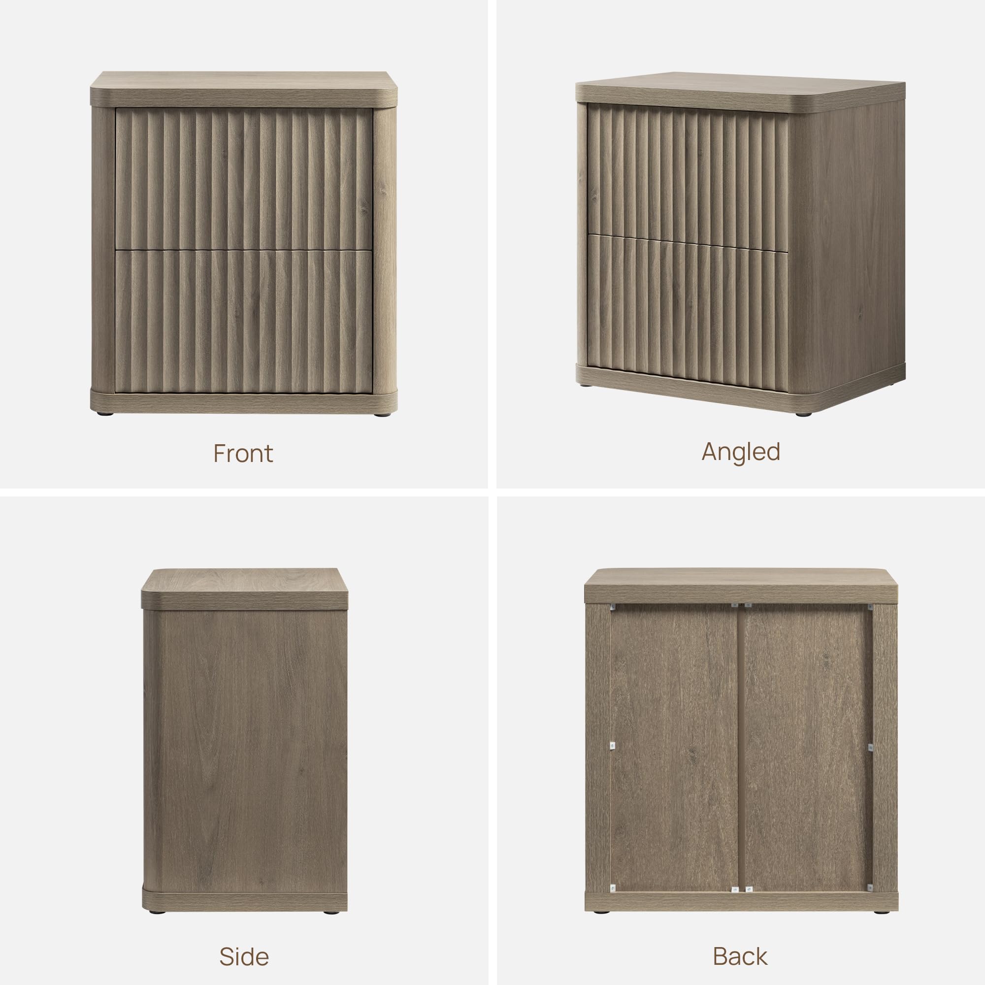 2-Drawer Nightstand Set Grey Alder