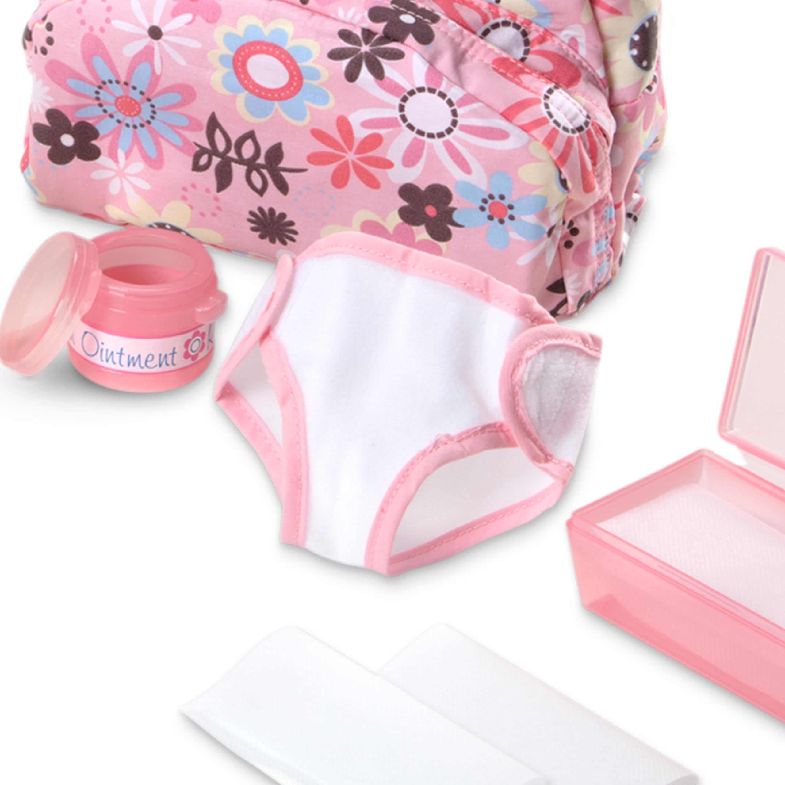 Doll Feeding and Changing Accessories - Bib, Bag, Diaper, Wipes, Utensils