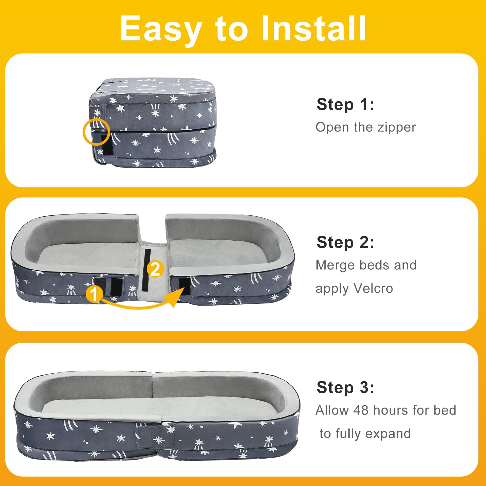 Portable Toddler Travel Bed with Foam Mattress