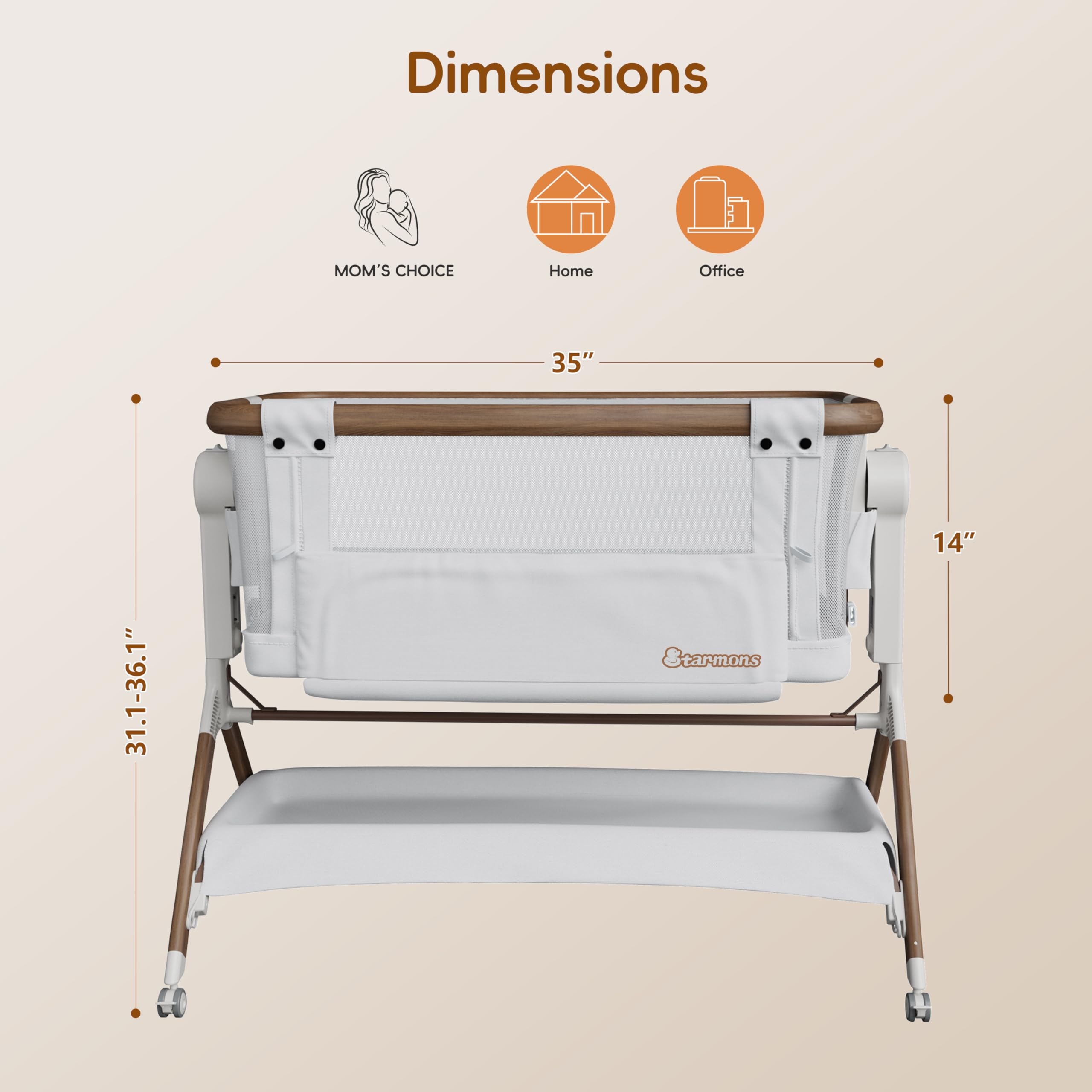Rocking Bassinet Bedside Sleeper with Adjustable Height