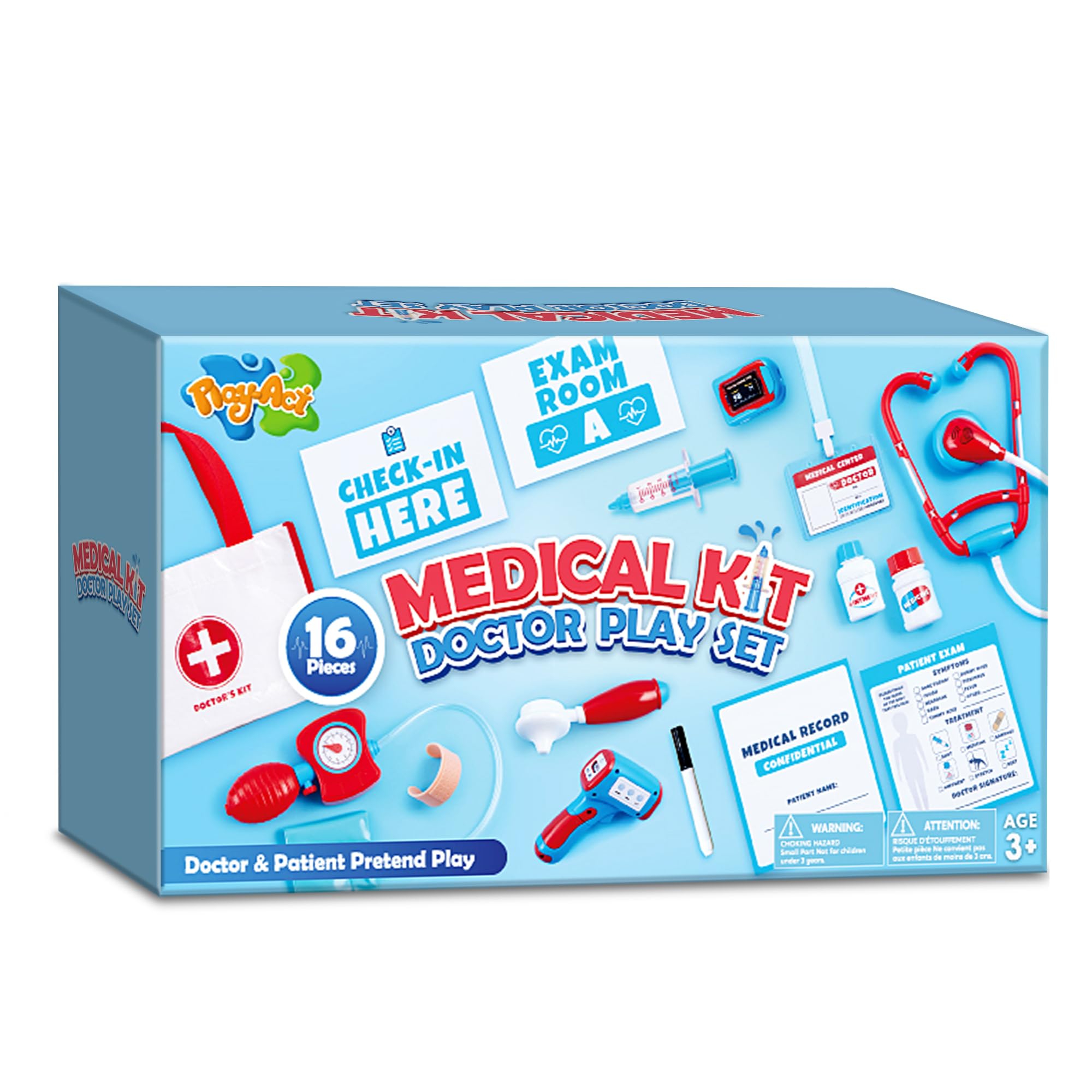 Doctor Kit, 16-Piece Pretend Play Medical Kit with Bag, Doctor Role Play