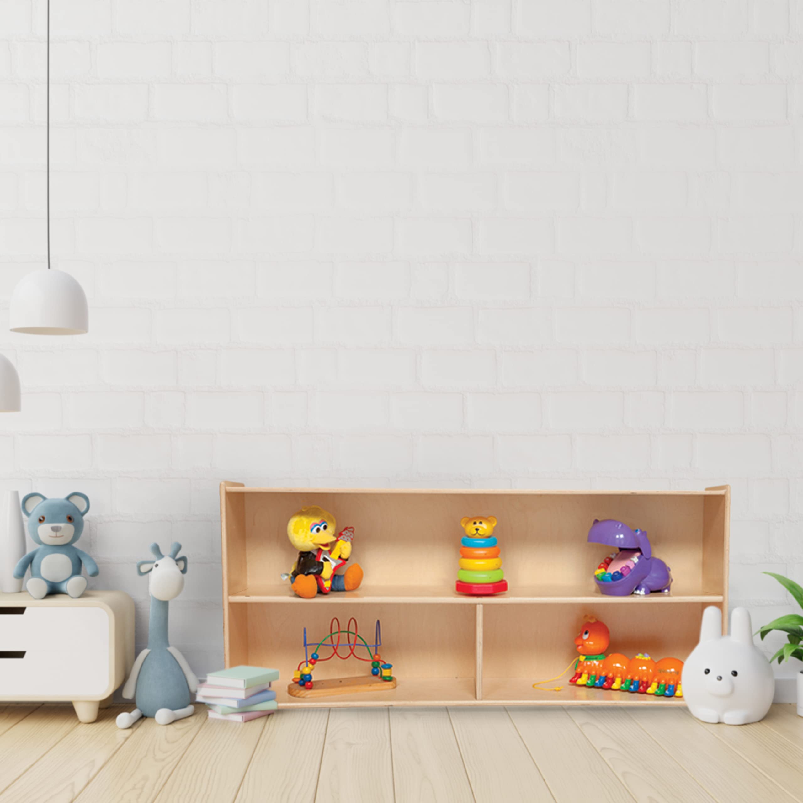 2-Shelf Kids Bookshelf & Toy Storage Organizer | 3-Section Montessori