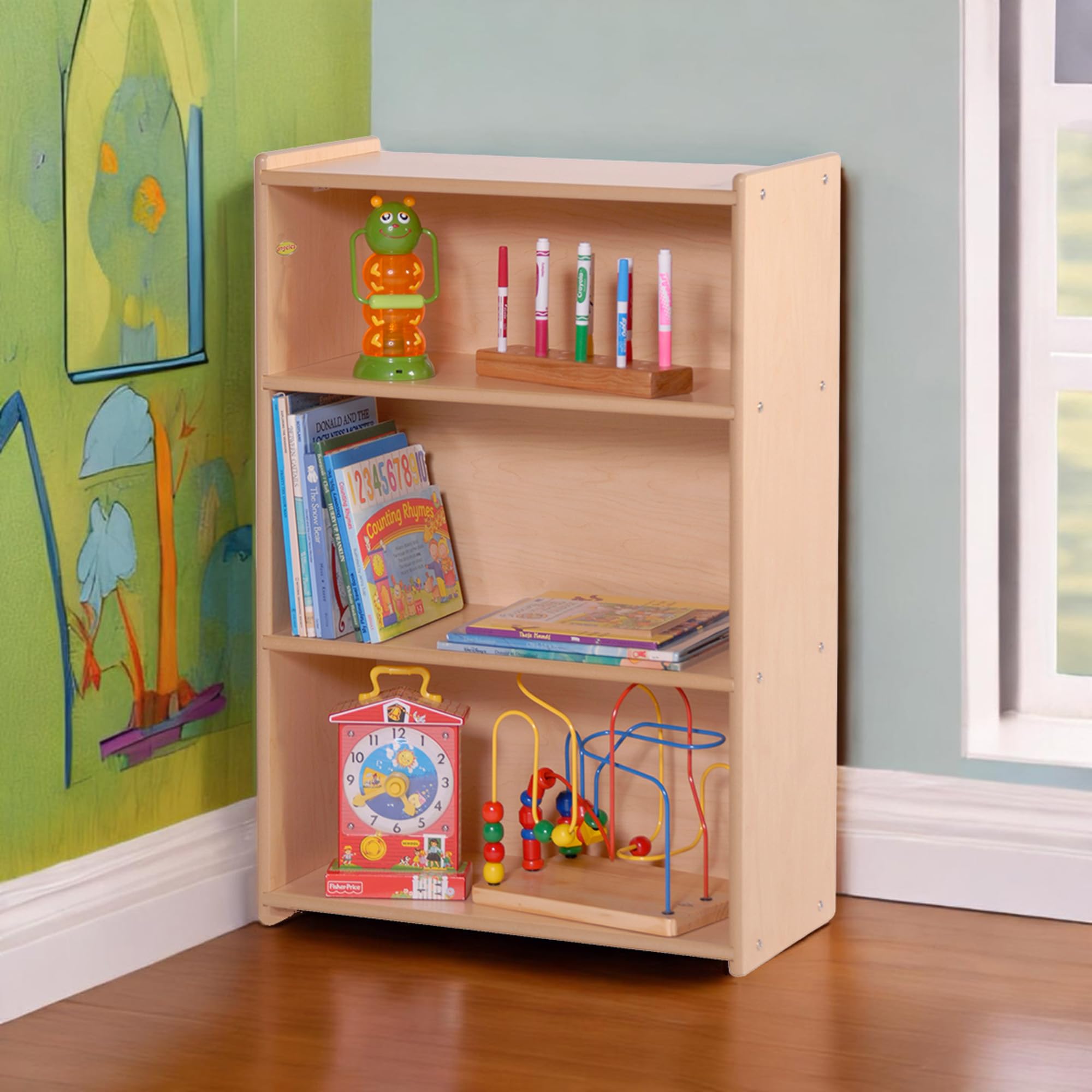 Value Line Narrow 3-Shelf Toddler Bookshelf and Toy Organizer Shelves