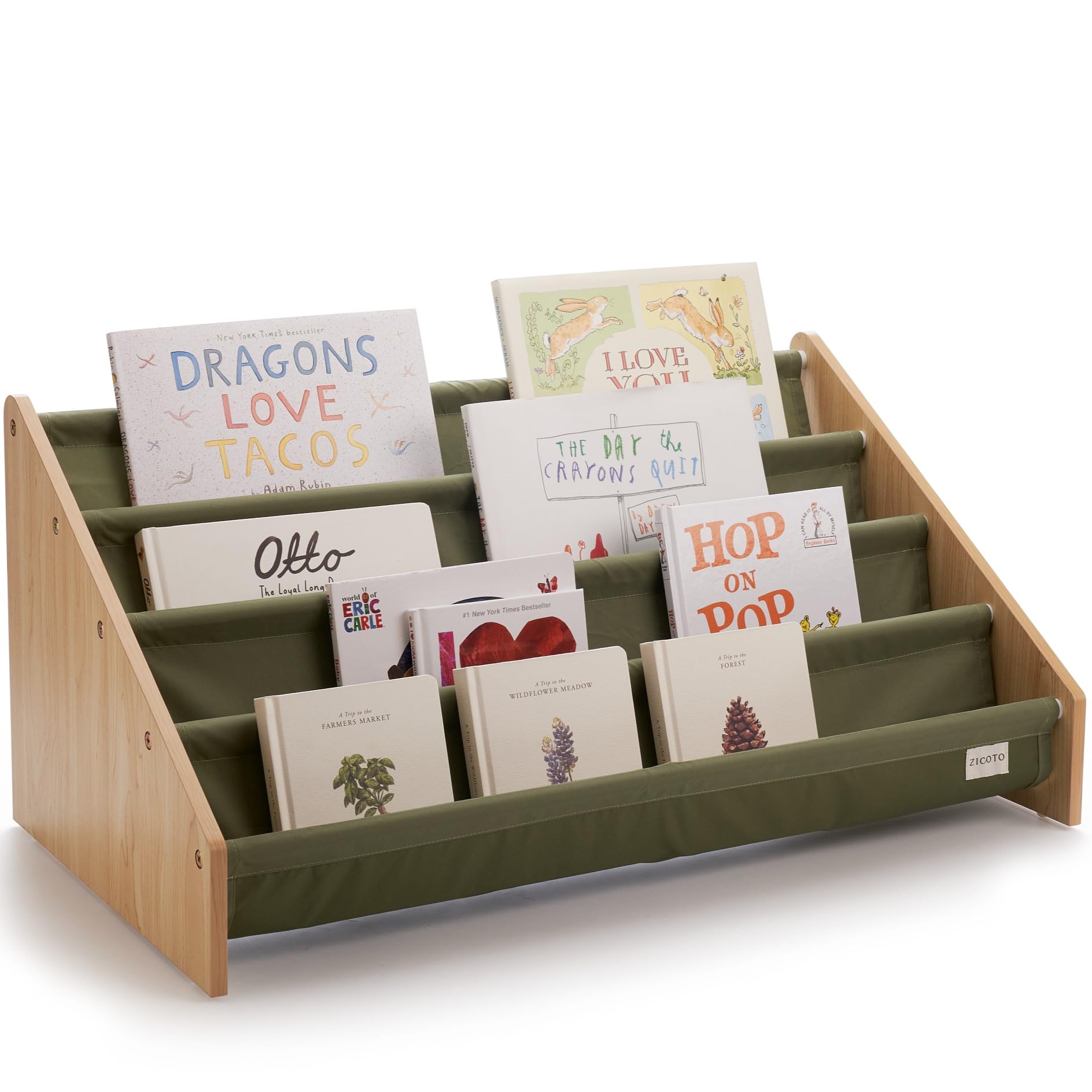 Wooden Kids Bookshelf Montessori Storage Organizer