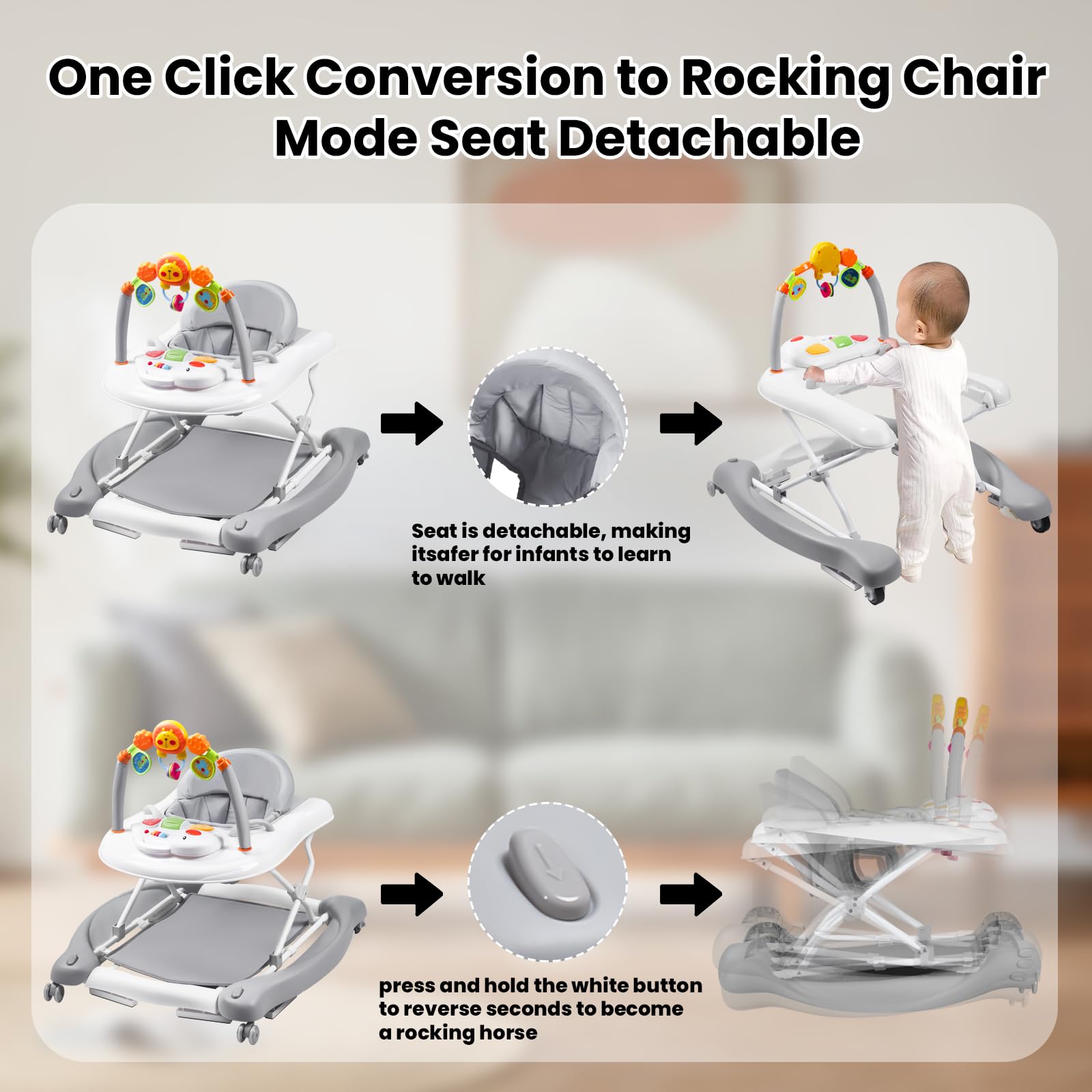 5-in-1 Baby Walker with Bouncer and Activity Center