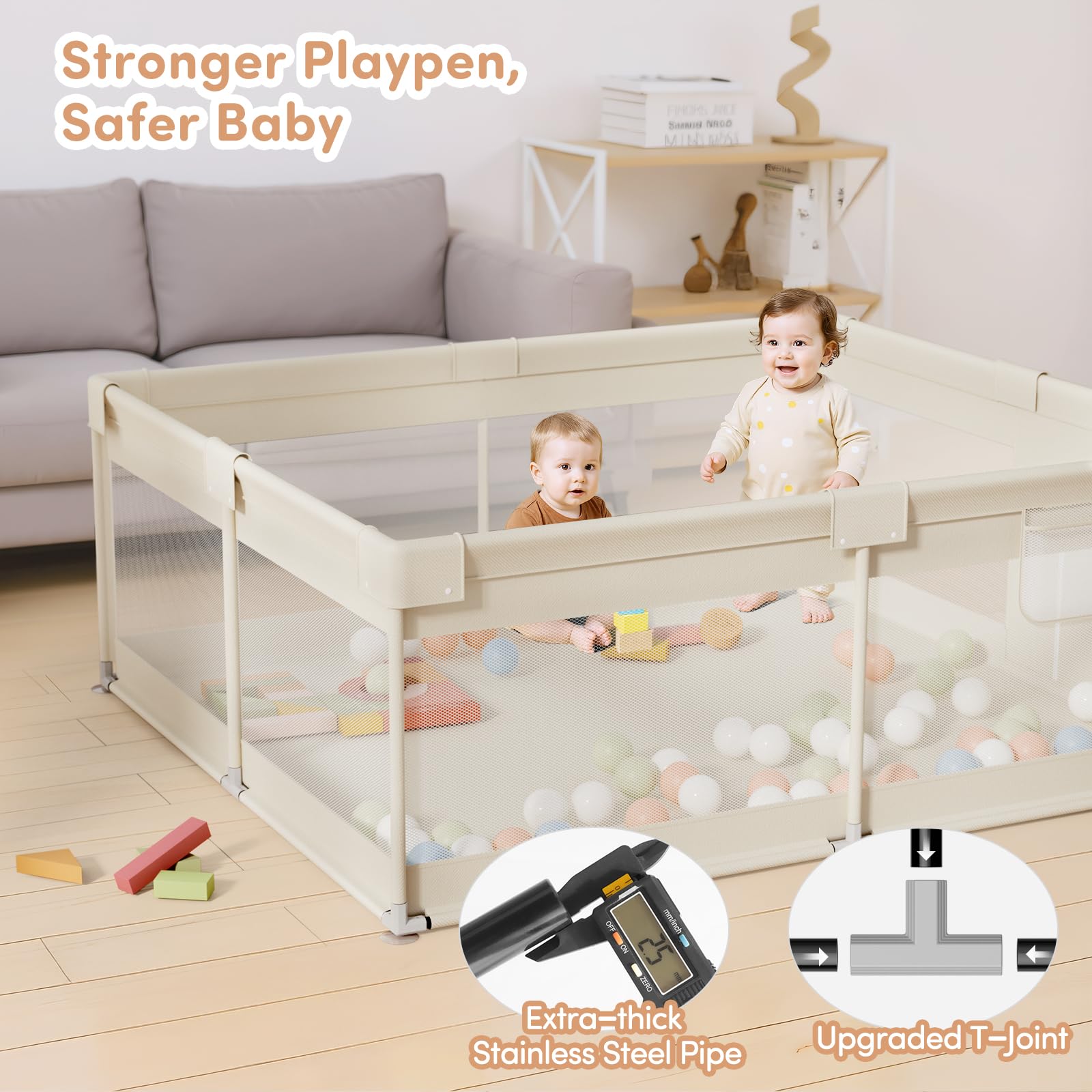 Large Baby Playpen 69×59 Inches