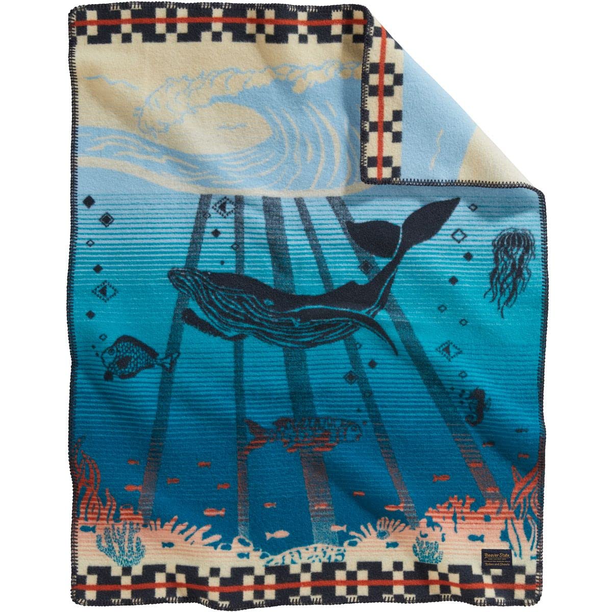 Jacquard Wool Kids Blanket - Ocean Tide School Design
