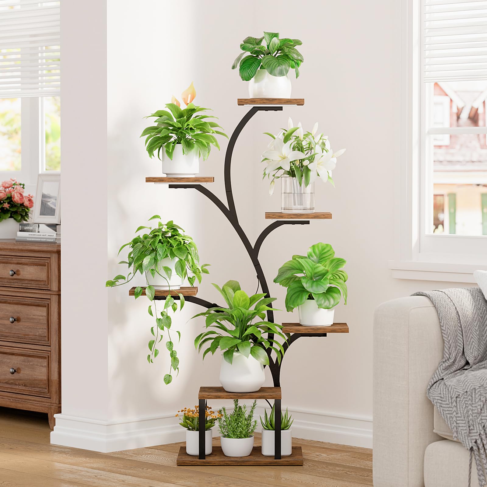 7-Tier Corner Plant Stand with Grow Lights