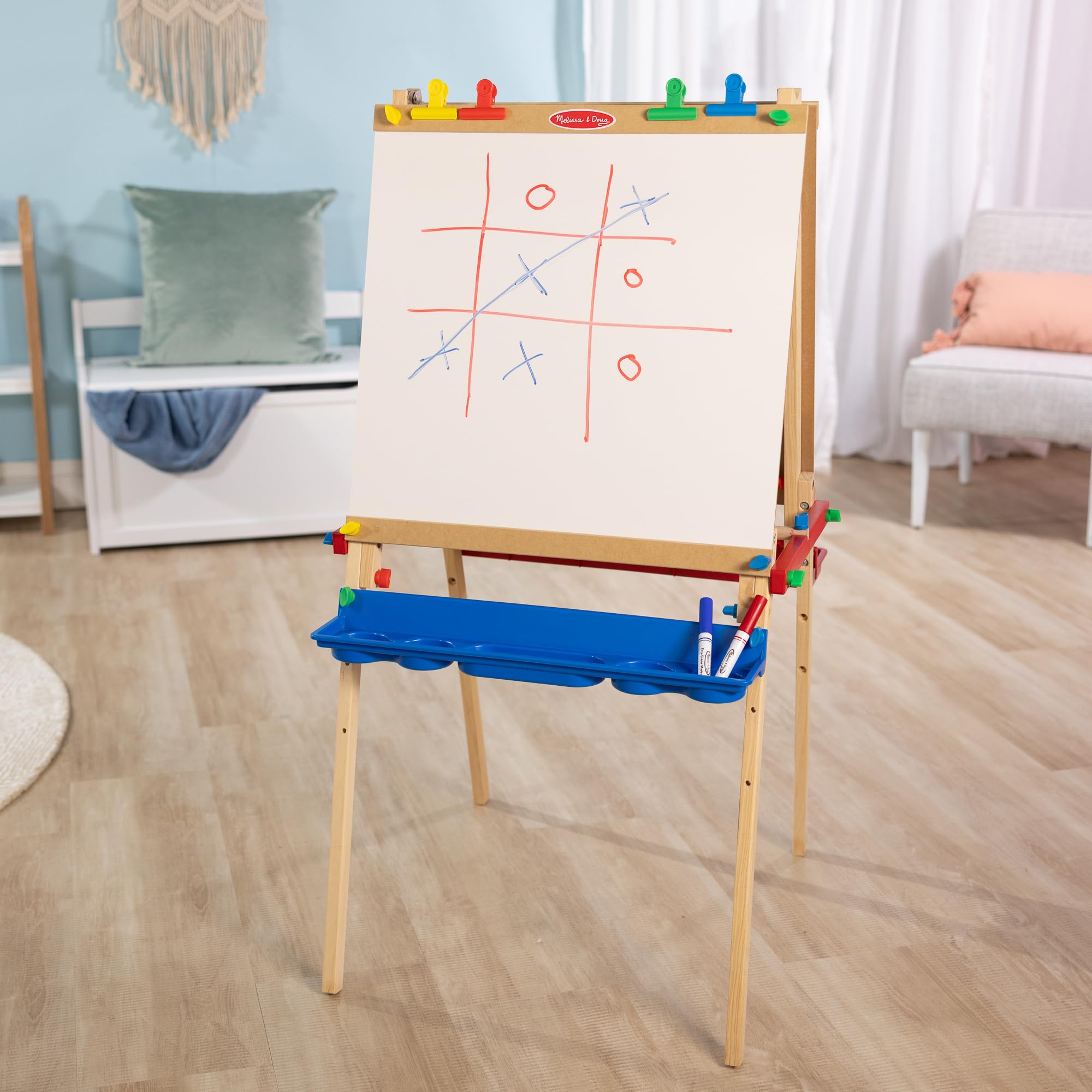 Deluxe Standing Art Easel - Dry-Erase Board, Chalkboard, Paper Roller