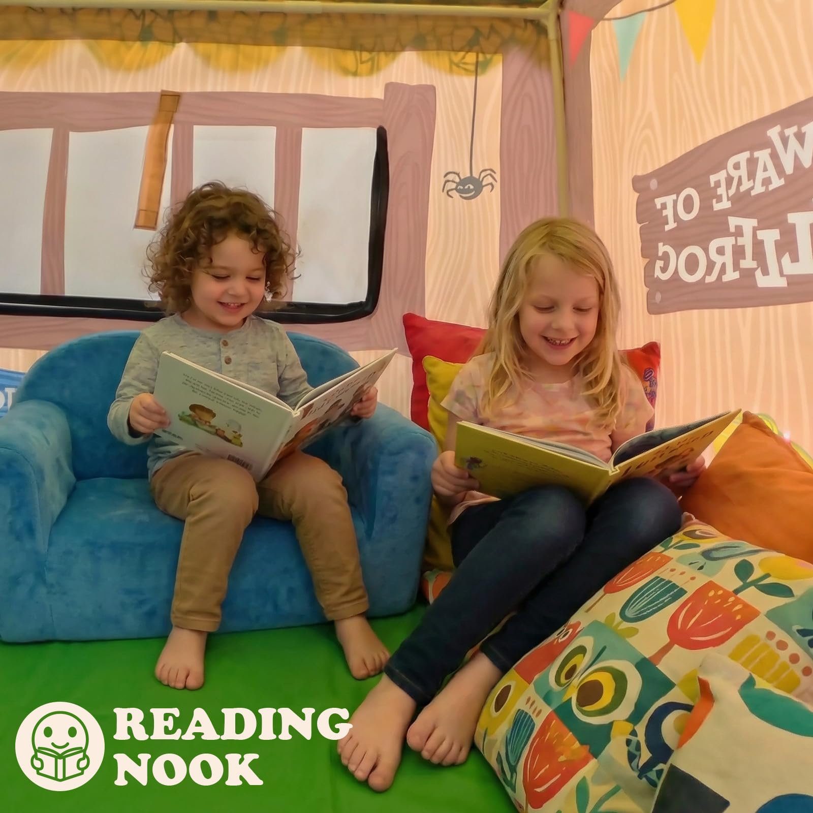 Kids Play Tent Indoor Clubhouse with Roll-Up Door and Windows