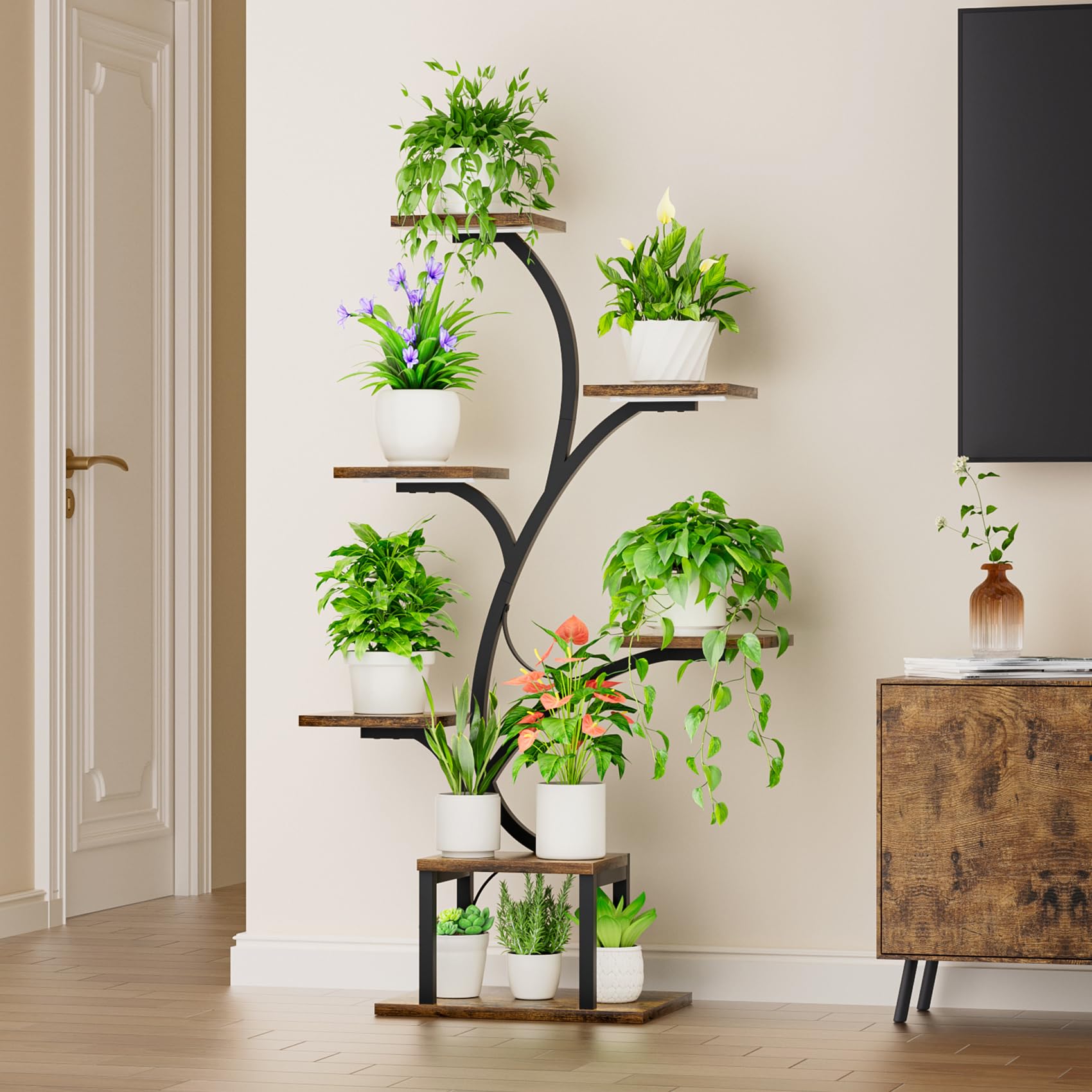 Plant Stand Indoor with Grow Lights, 7 Tiered Indoor Plant Shelf, 49"