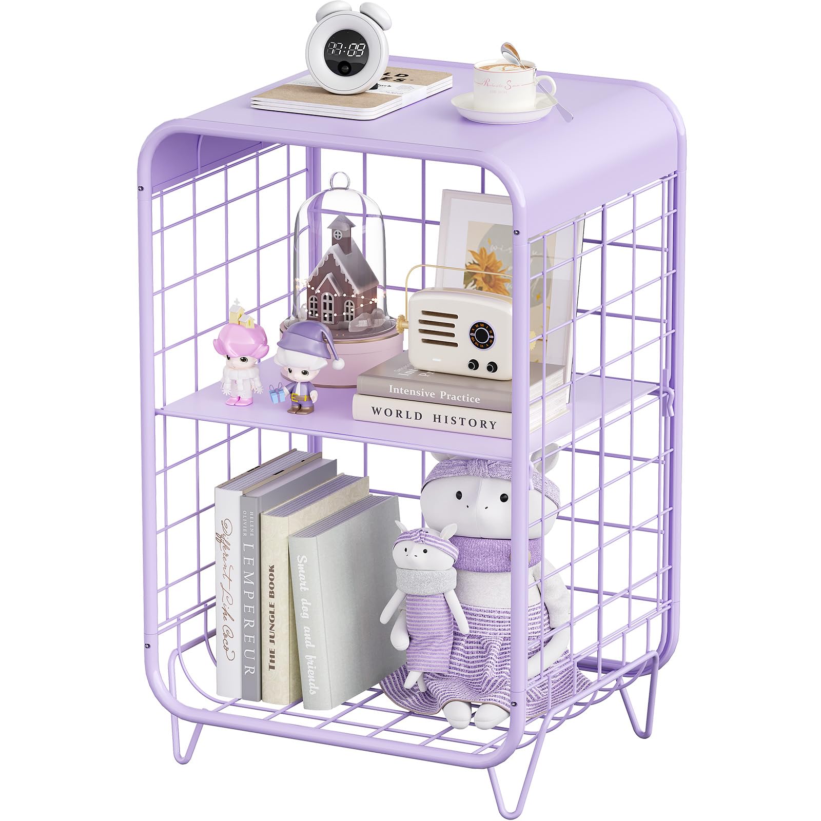 3-Tier Metal Side Table with Storage