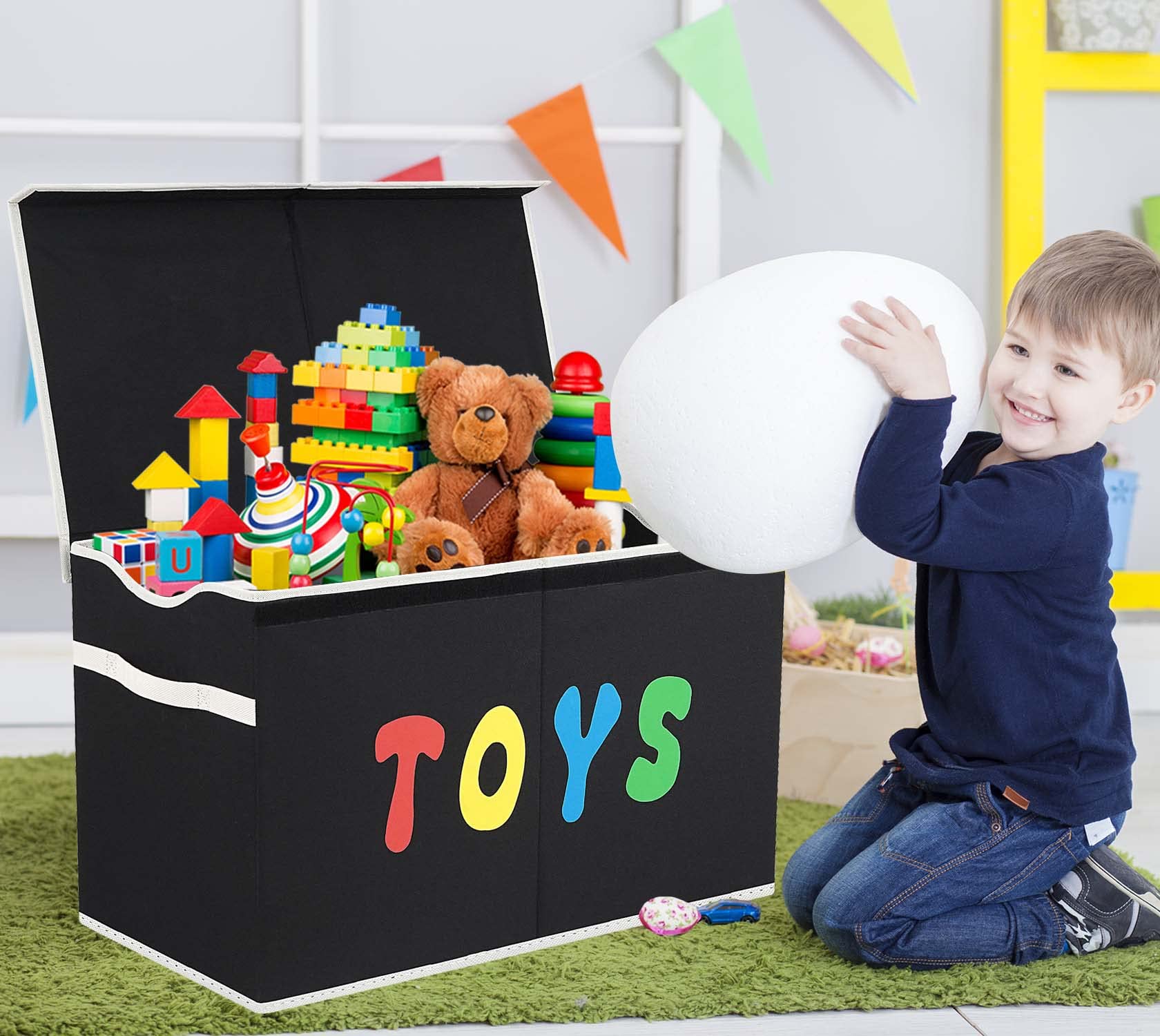 Toy Box Chest, Collapsible Sturdy Storage Bins with Lids