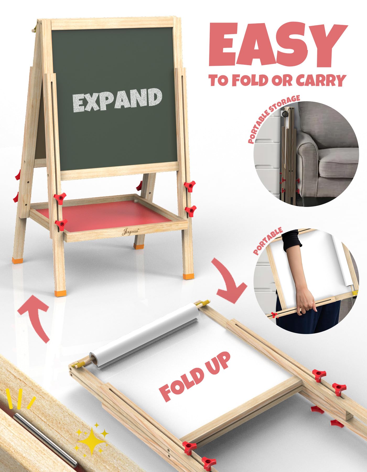 Kids Art Easel Double-Sided Magnetic Whiteboard Chalkboard
