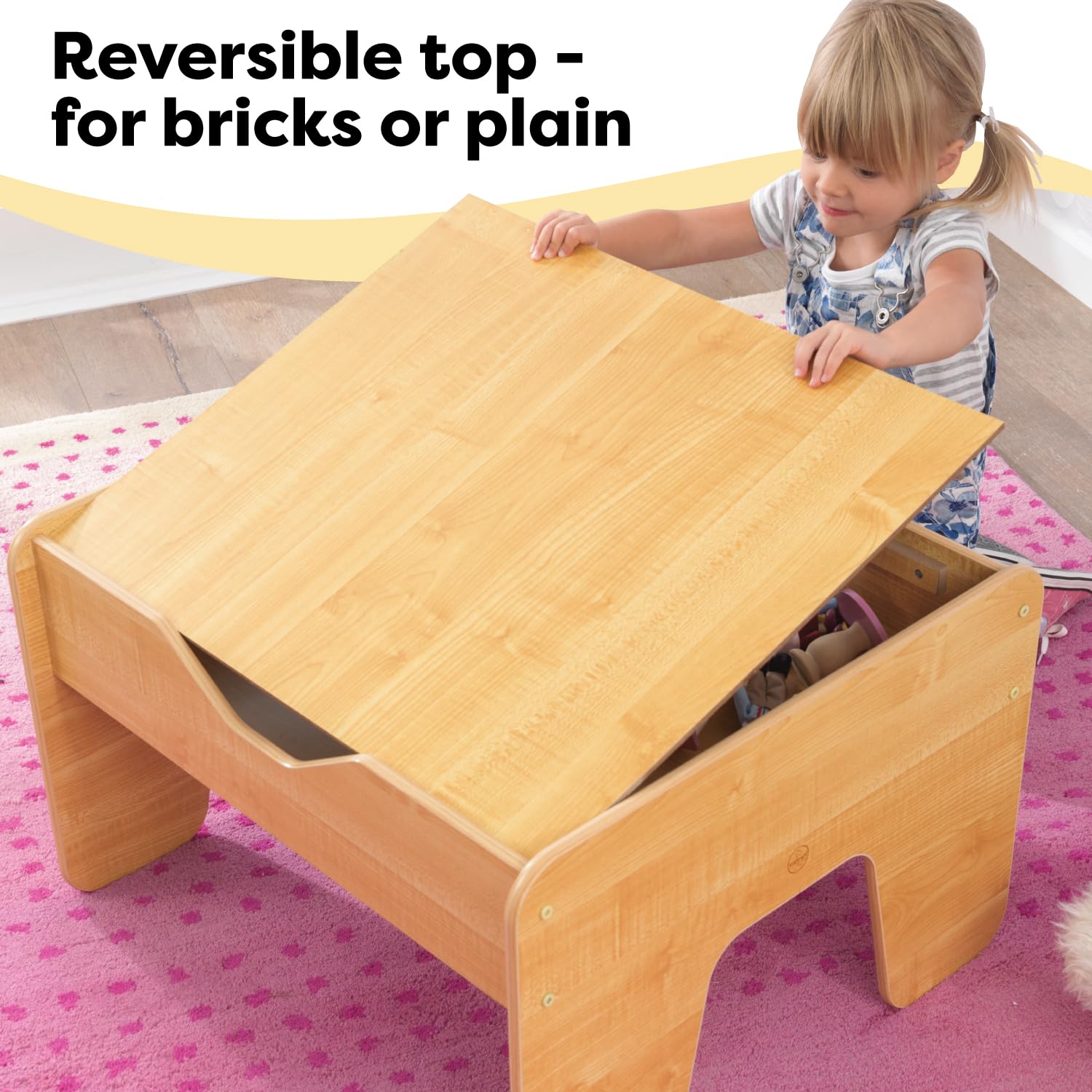 Reversible Wooden Activity Table with Building Bricks