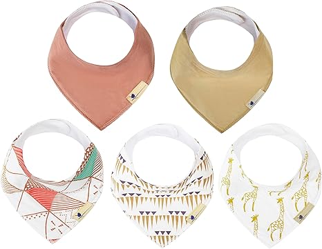 Magnetic Bandana Drool Bibs 5-pack - Magnetic Closure Baby Bibs