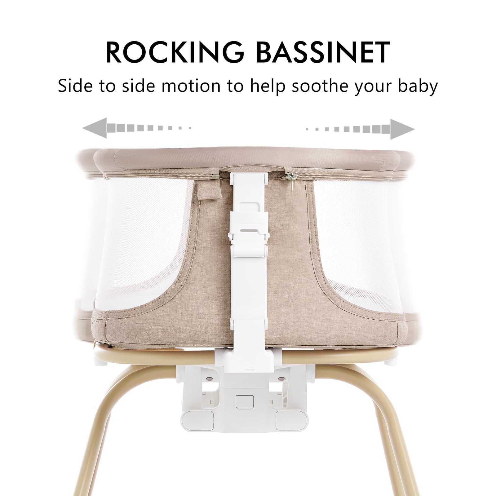 3-in-1 Baby Bassinet Bedside Sleeper with Rocking Motion