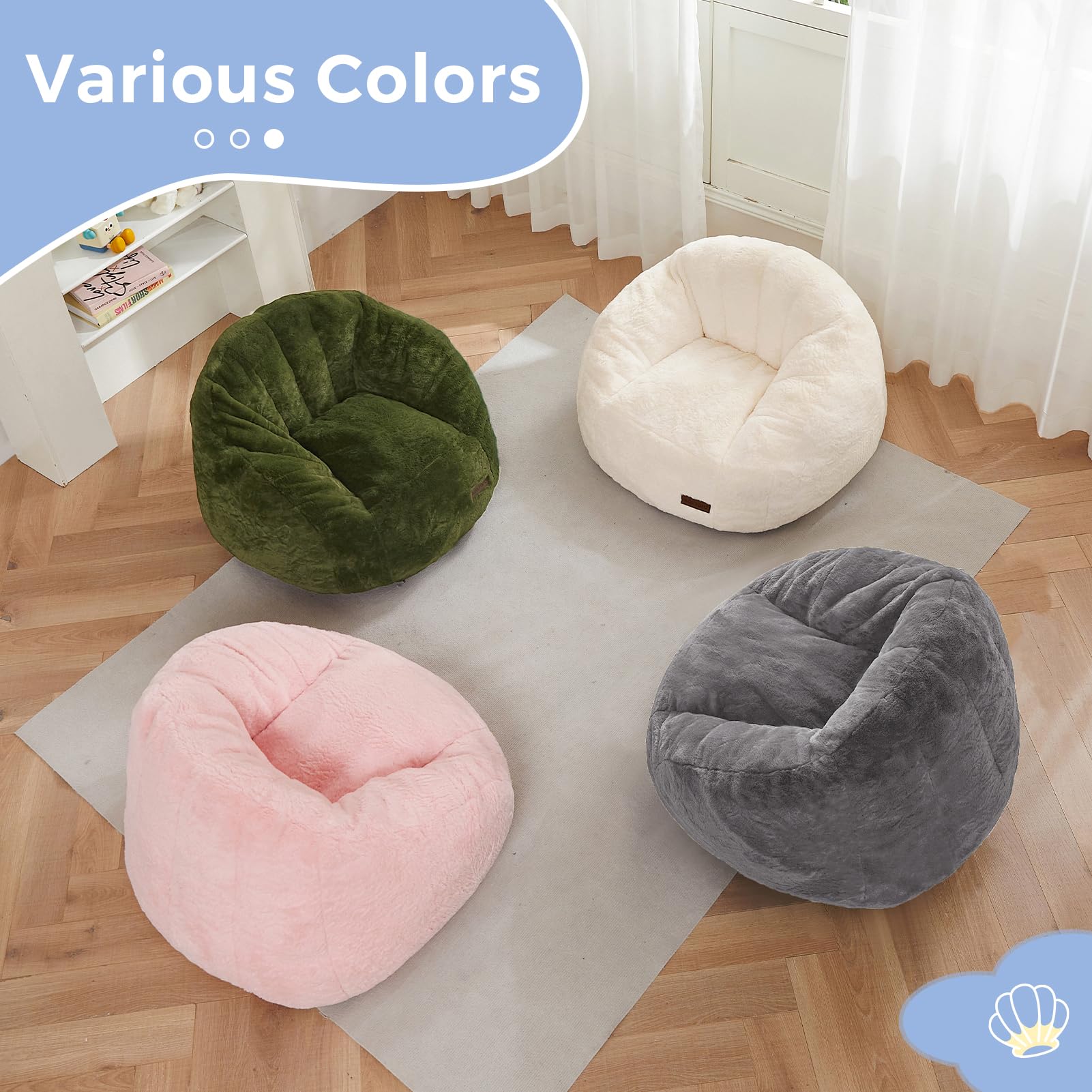 Shell Shaped Bean Bag Chair for Kids