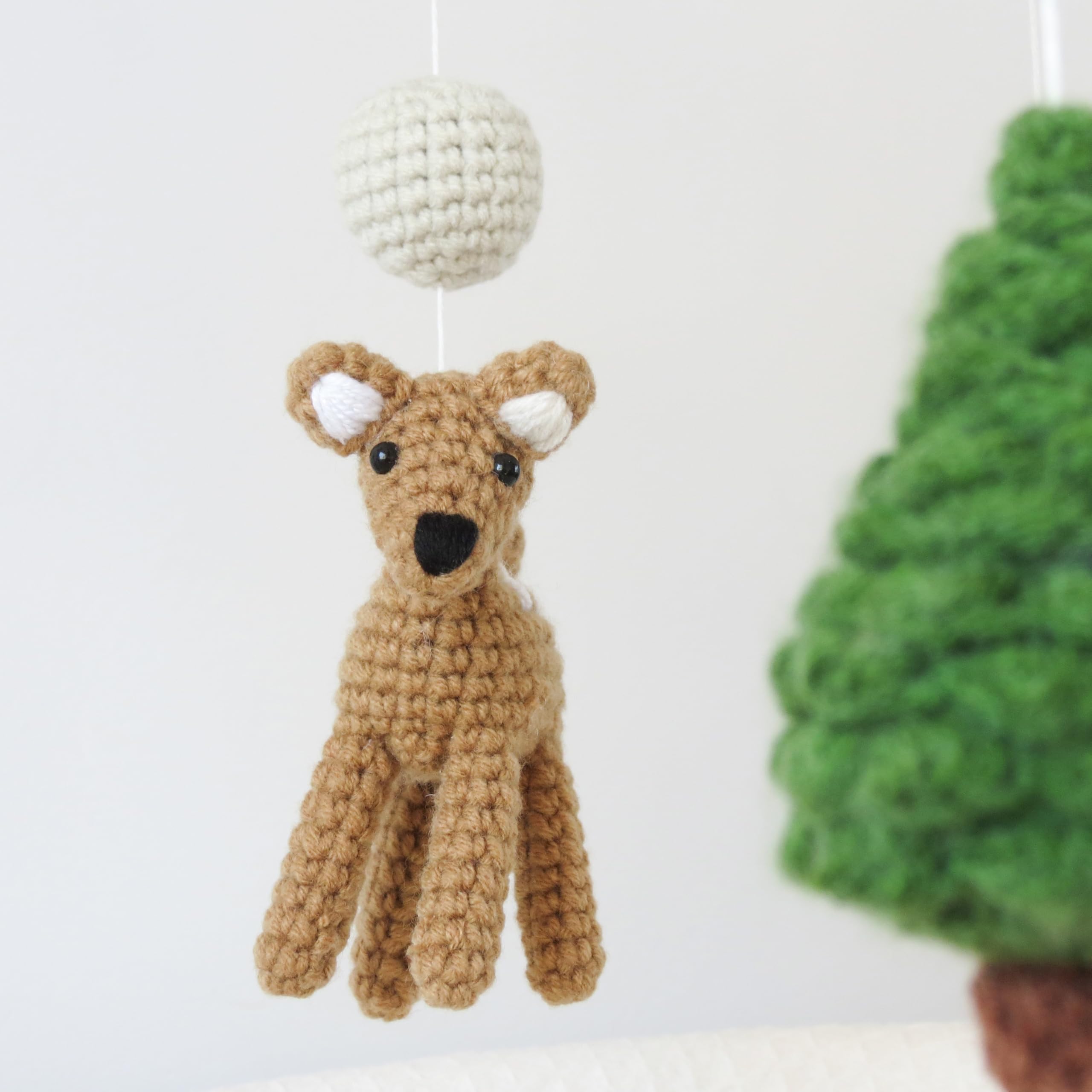 Woodland Mobile for Crib Forest Baby Crib Mobile for Boys Girls Crocheted Animals