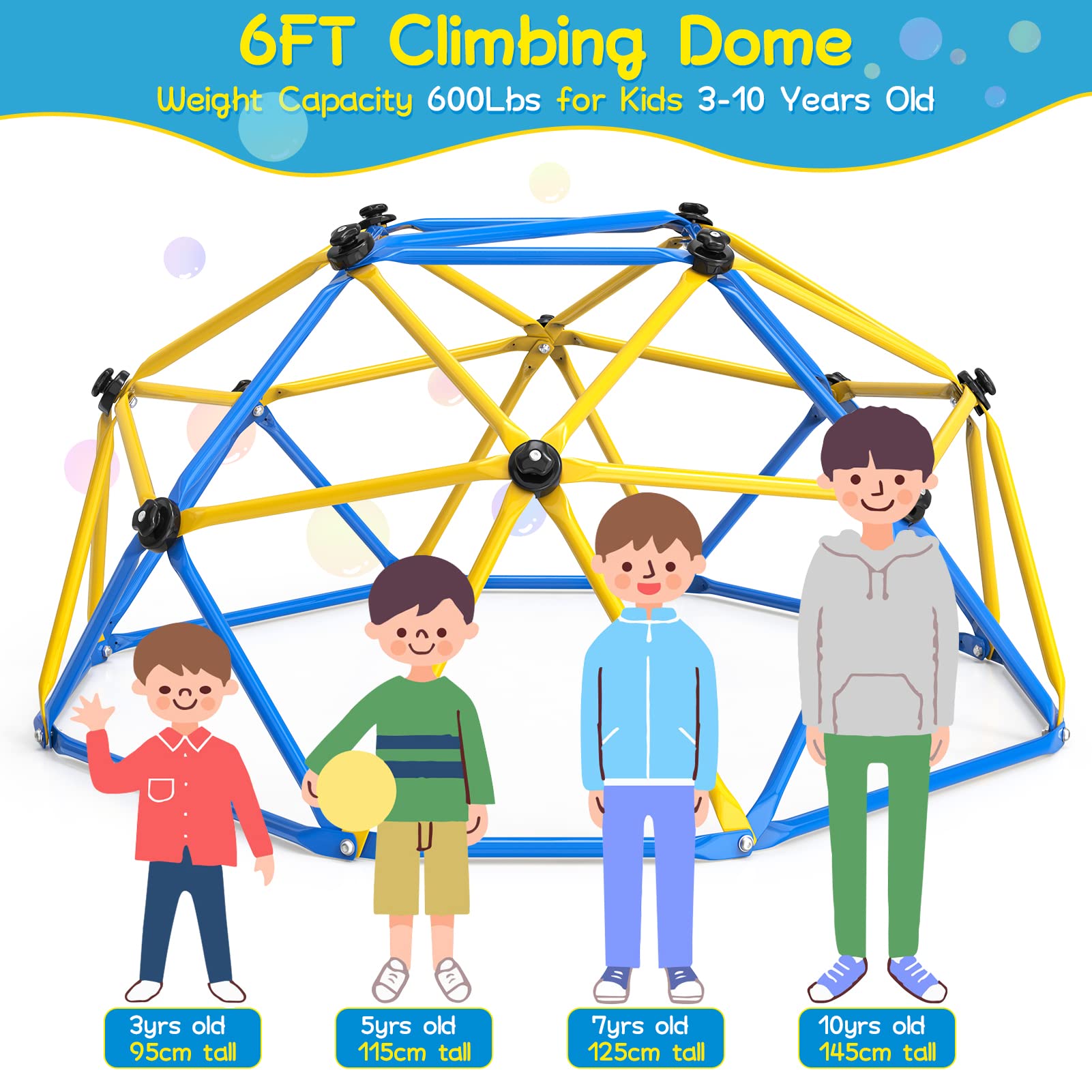 6FT Geometric Dome Climber with Safety Grips