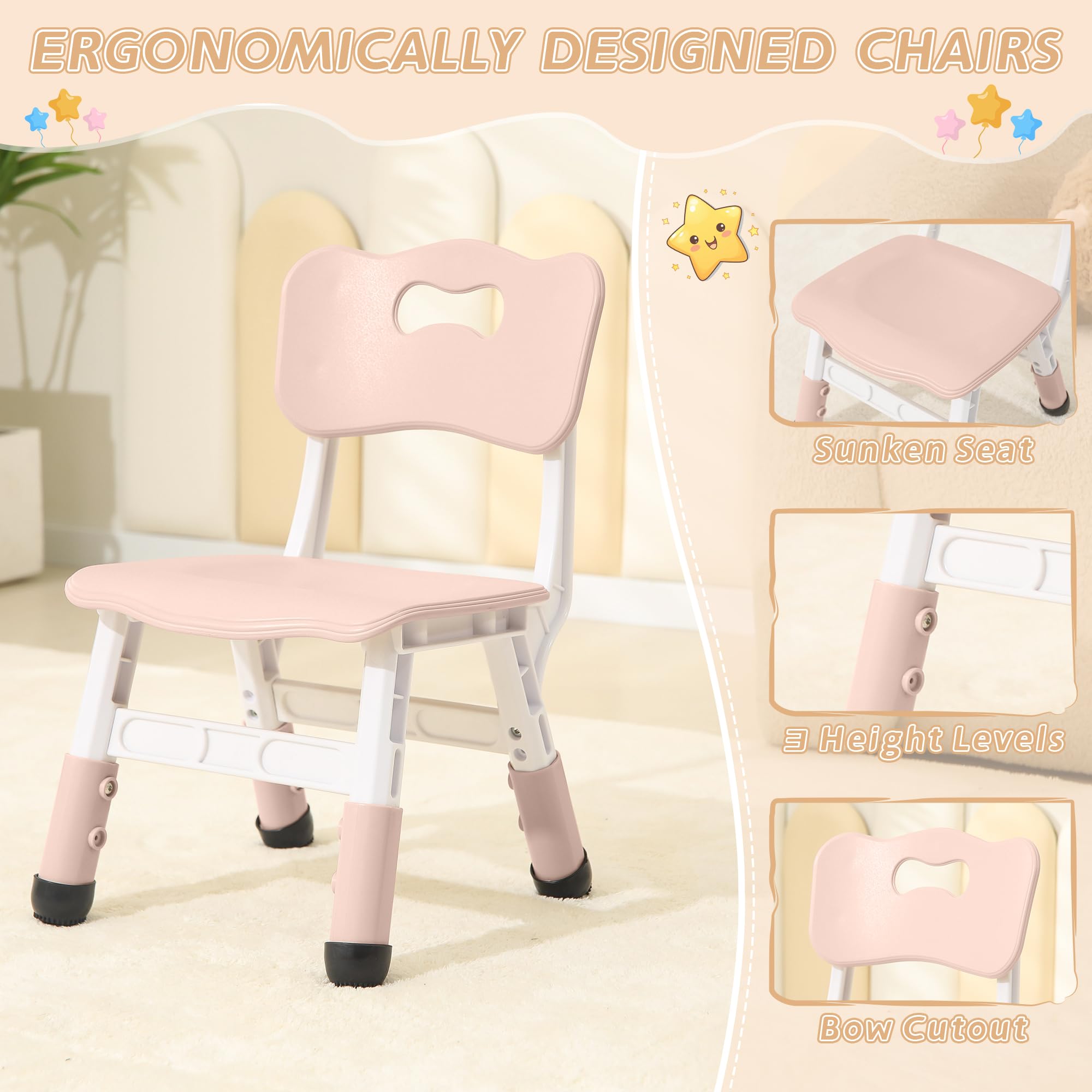Kids Table and Chairs Set Height Adjustable Toddler Activity Table