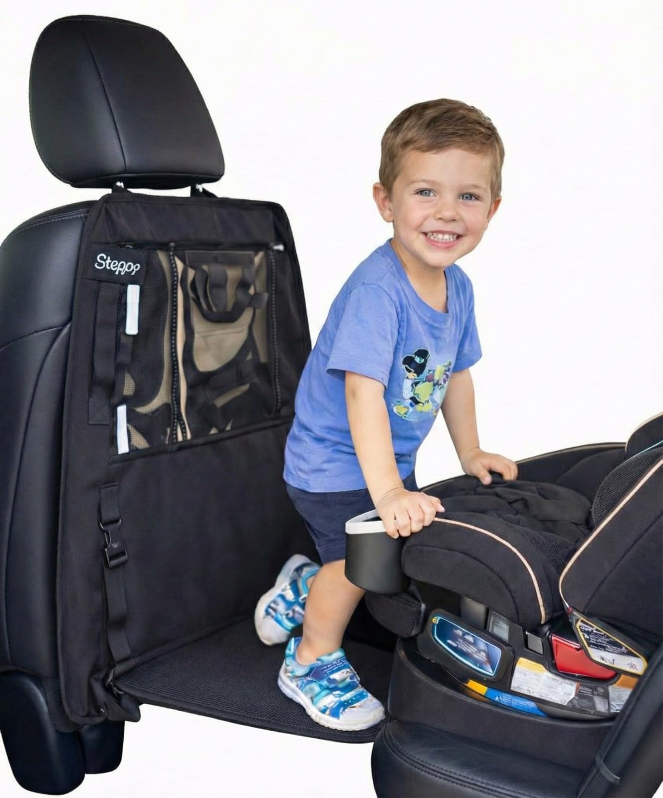 4-in-1 Car Seat Footrest for Kids with Seat Protector and Tablet Holder