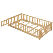 Twin Size Montessori Floor Bed Frame with Convertible Door