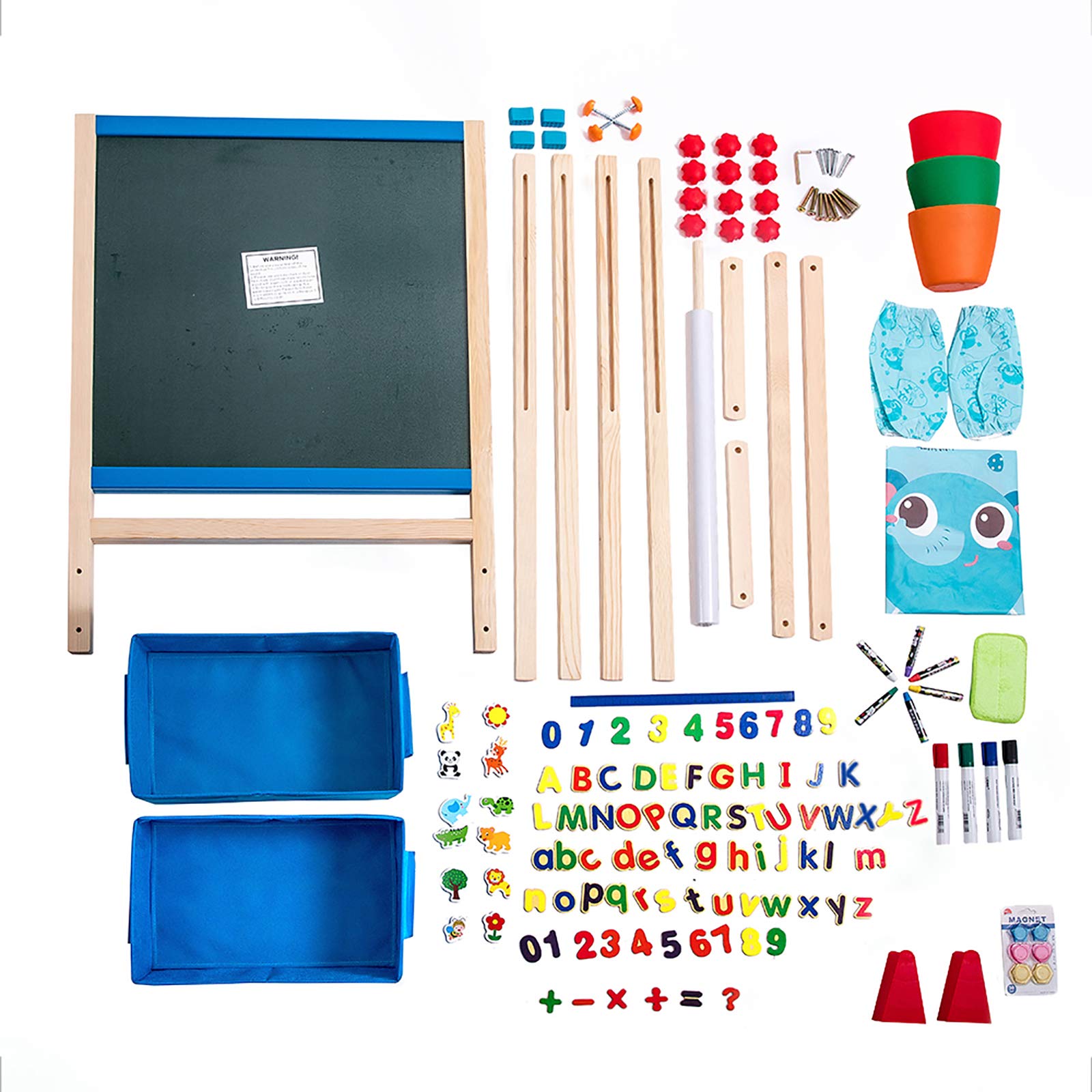 ERYOK Kid's Art Easel with Adjustable Double-sided Magnetic Board, Paper Roll, Storage and Accessories, Standing Art Easel for Kids (31-55.5 inches)