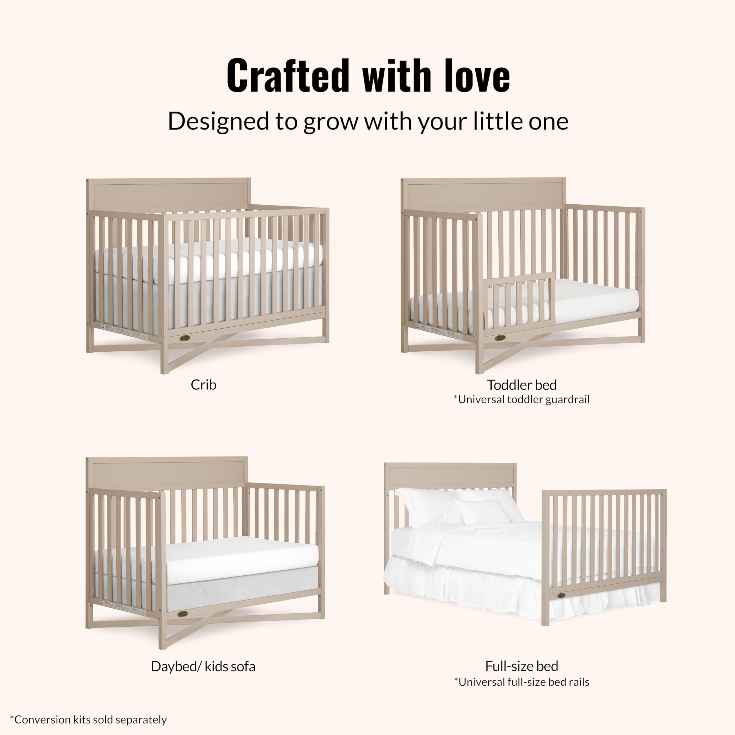 5-in-1 Convertible Full-Size Baby Crib