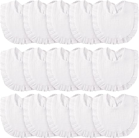 18 Pcs Muslin Drool Baby Bibs Baby Girl Ruffle Bibs Absorbent Cotton