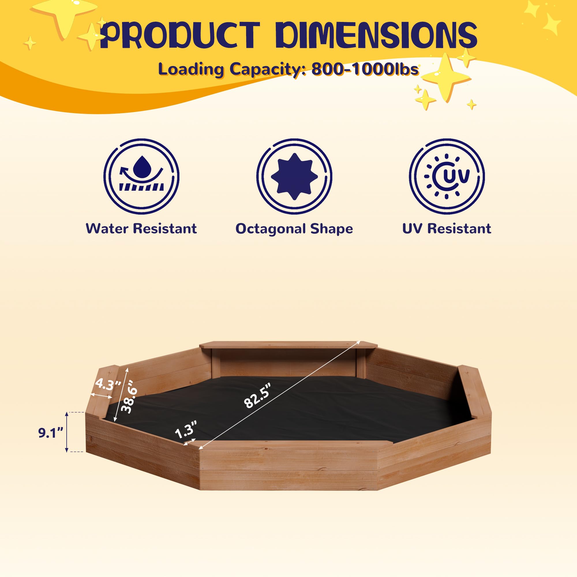 Octagonal Wooden Sandbox with Cover
